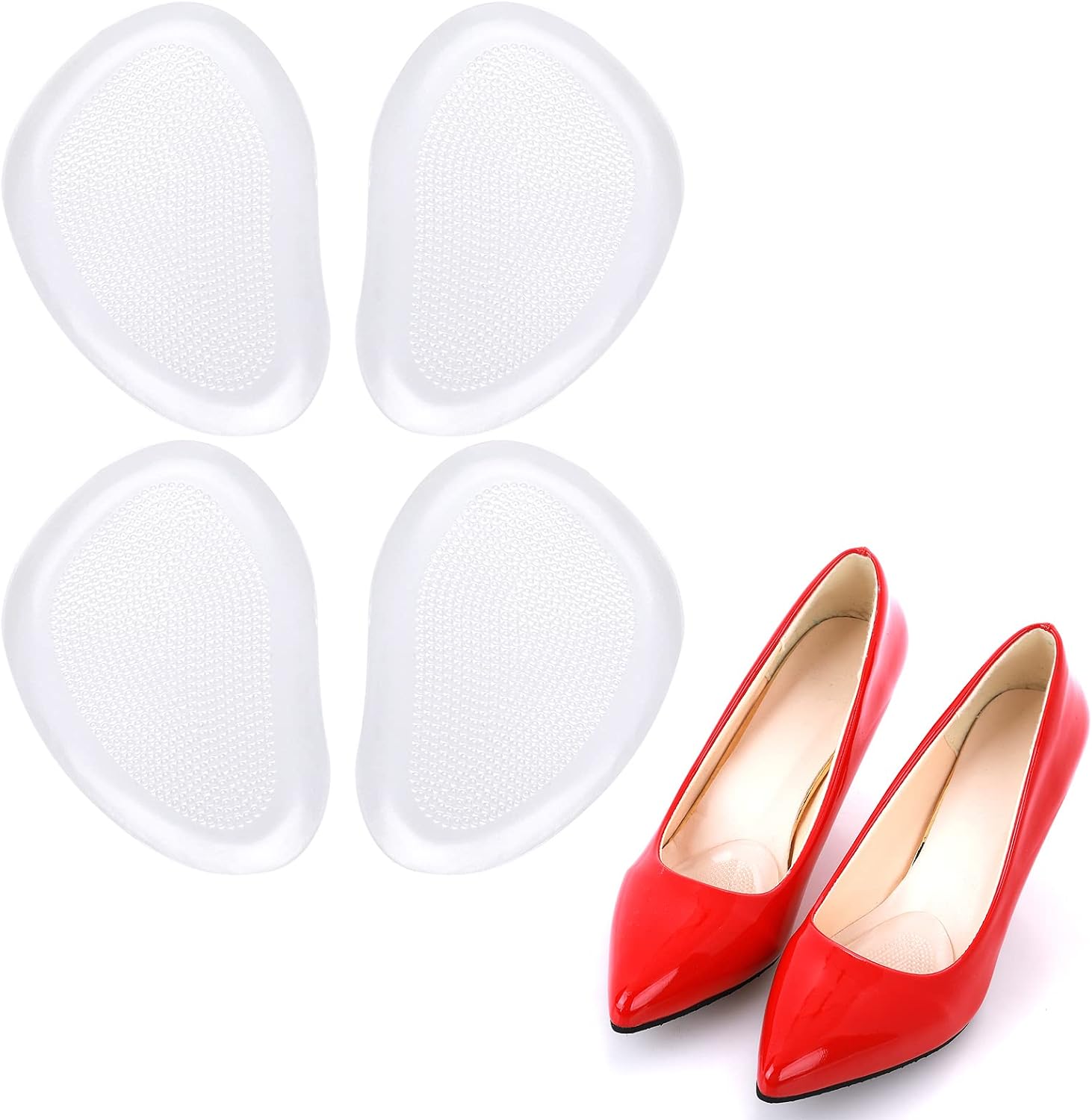 WLLHYF 2 Pair Metatarsal Pads Ball of Foot Cushions for Women Soft Forefoot Pads Shoe Inserts Gel High Heel Insoles Anti Slip Rapid Pain Relief Prevent Blisters and Calluses