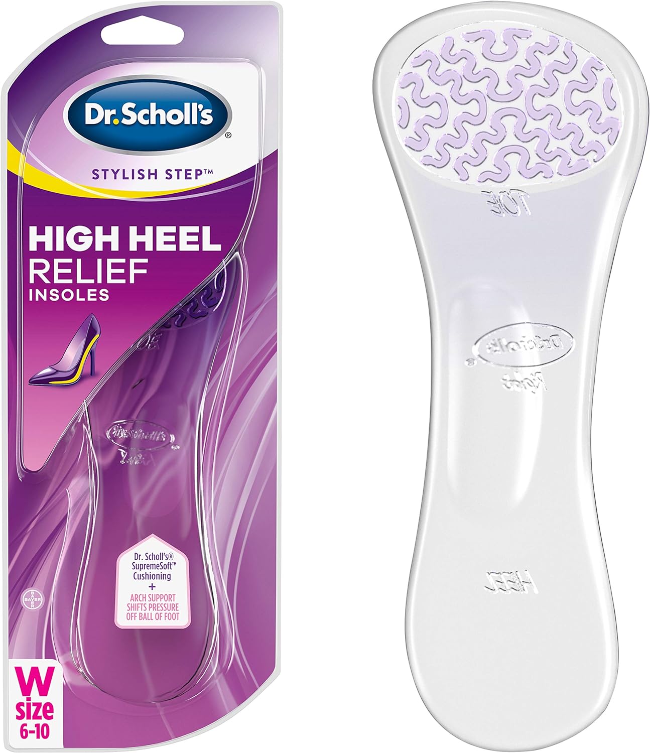 Dr. Scholl' Stylish Step High Heel Relief Insoles Size 6 - 10, Purple, 1 Pair