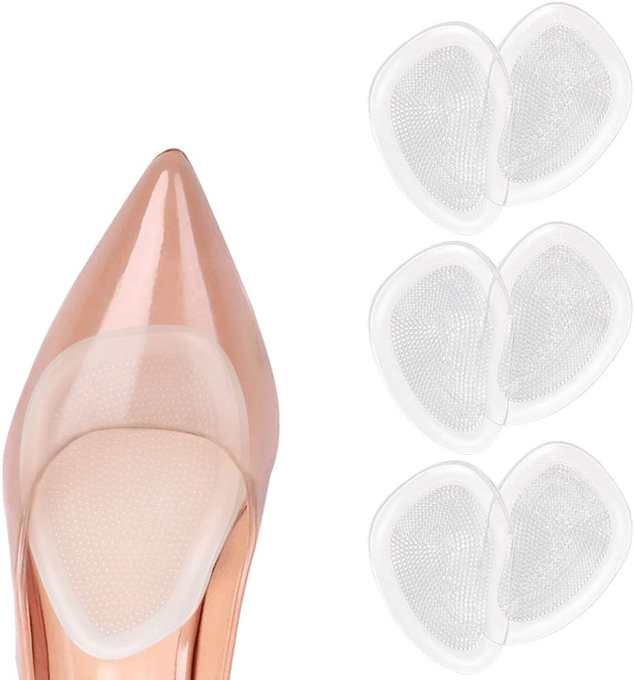 URAQT High Heels Pads, 3 Pairs Metatarsal Pads for Women, Reusable Ball of Foot Cushion, Forefoot Gel Insoles Prevent Blisters and Calluses