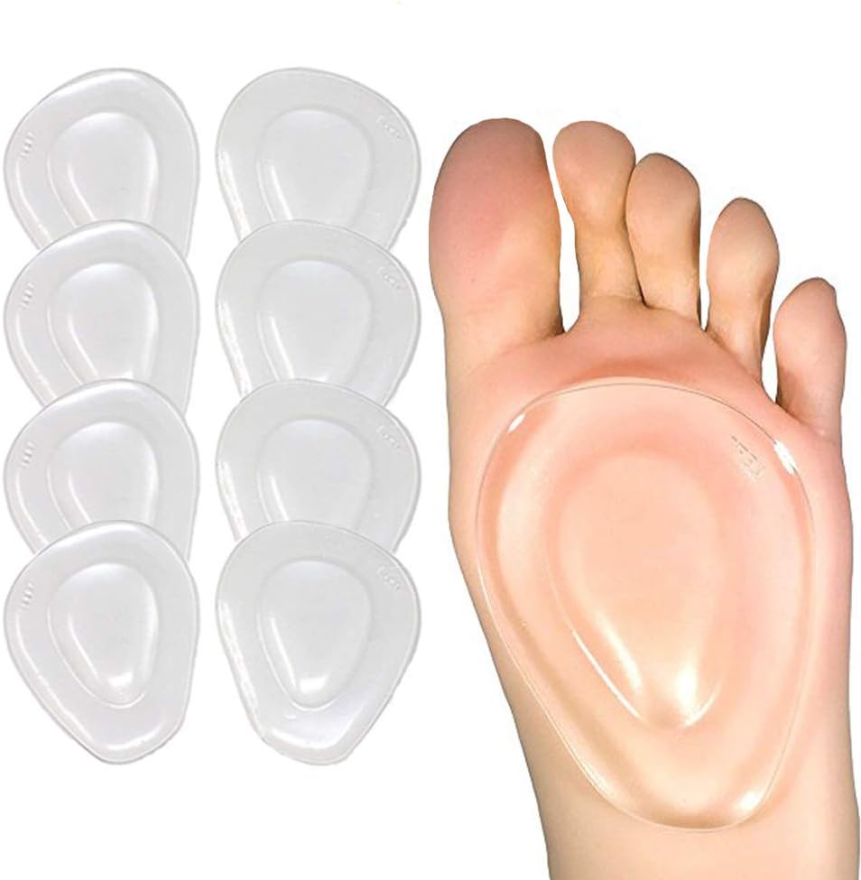 Metatarsal Pads Ball of Foot Cushions 8 Pack Gel Ball Feet Pads Mortons Neuroma Callus Foot Pain Relief Bunion Forefoot Support for Women Men