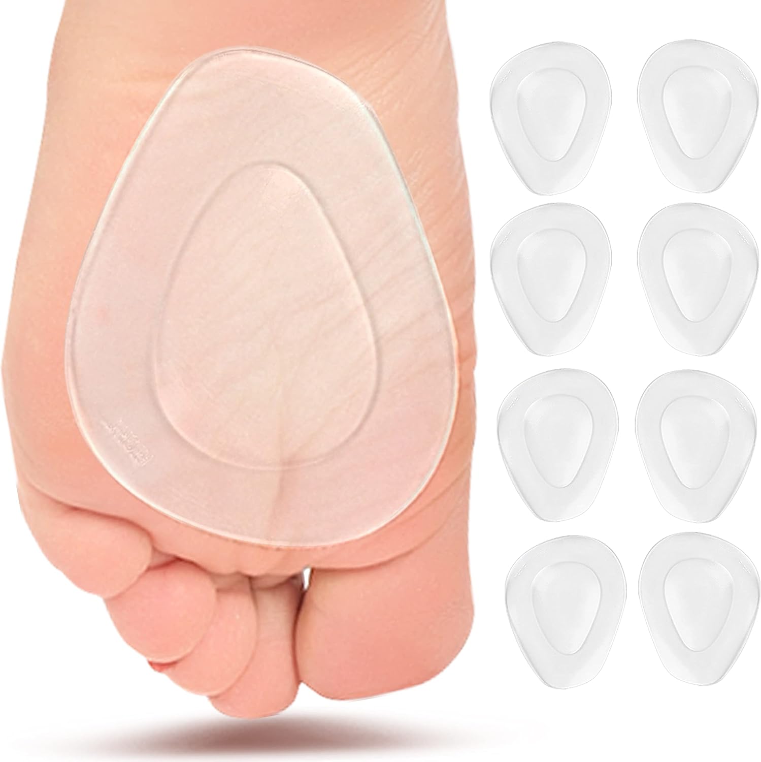 Metatarsal Pads Women 8 Pack, Ball of Foot Cushion for Men, Soft Metatarsal Foot Pad Shoe Pads Foot Pads for Pain Relief, Gel Metatarsal Pad Insoles, Foot Cushion for Ball of Feet Callus Cushion