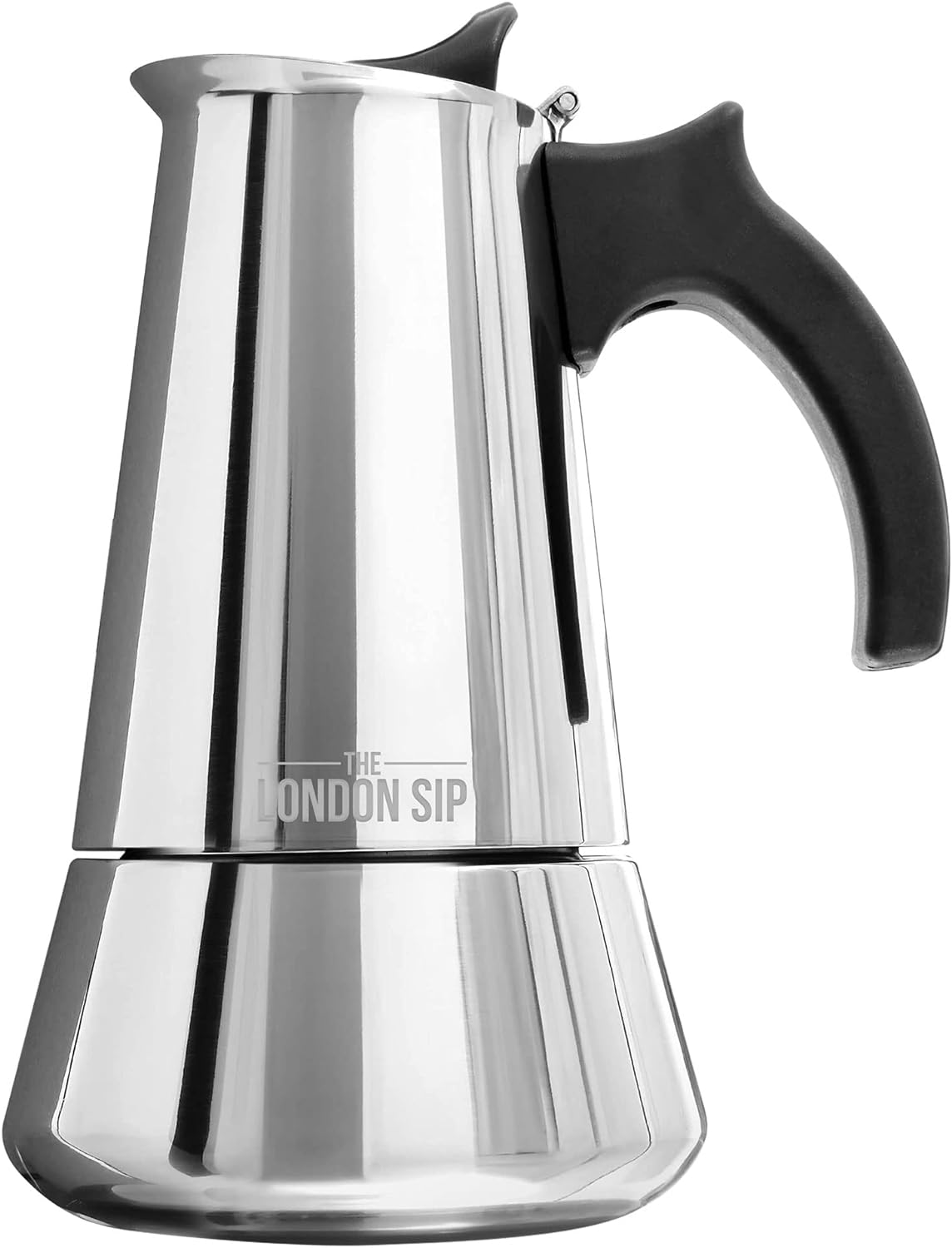 London Sip Stainless Steel Stove-Top Espresso Maker Coffee Pot Italian Moka Percolator, Silver, 3 Cup