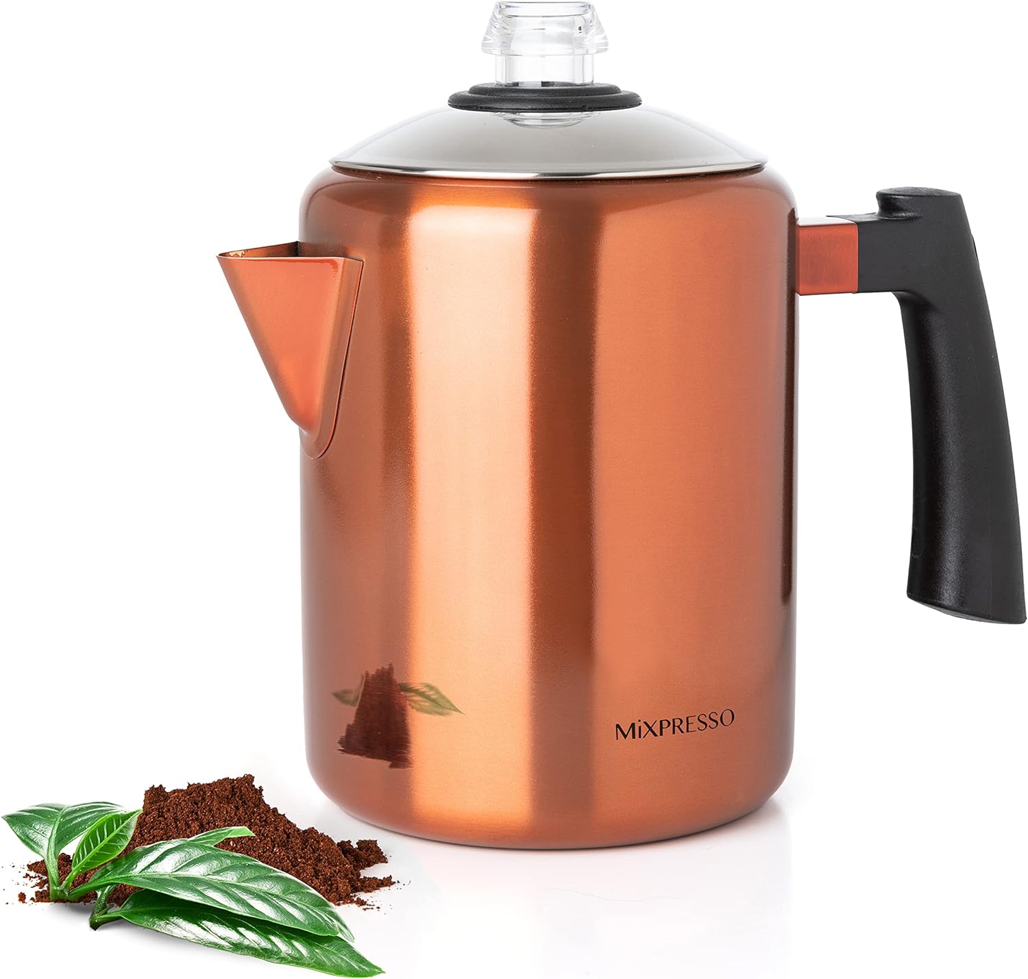 Mixpresso Stainless Steel Stovetop Coffee Percolator, Percolator Coffee Pot, Excellent For Camping Coffee Pot, 5-8 Cup Copper Coffee Maker