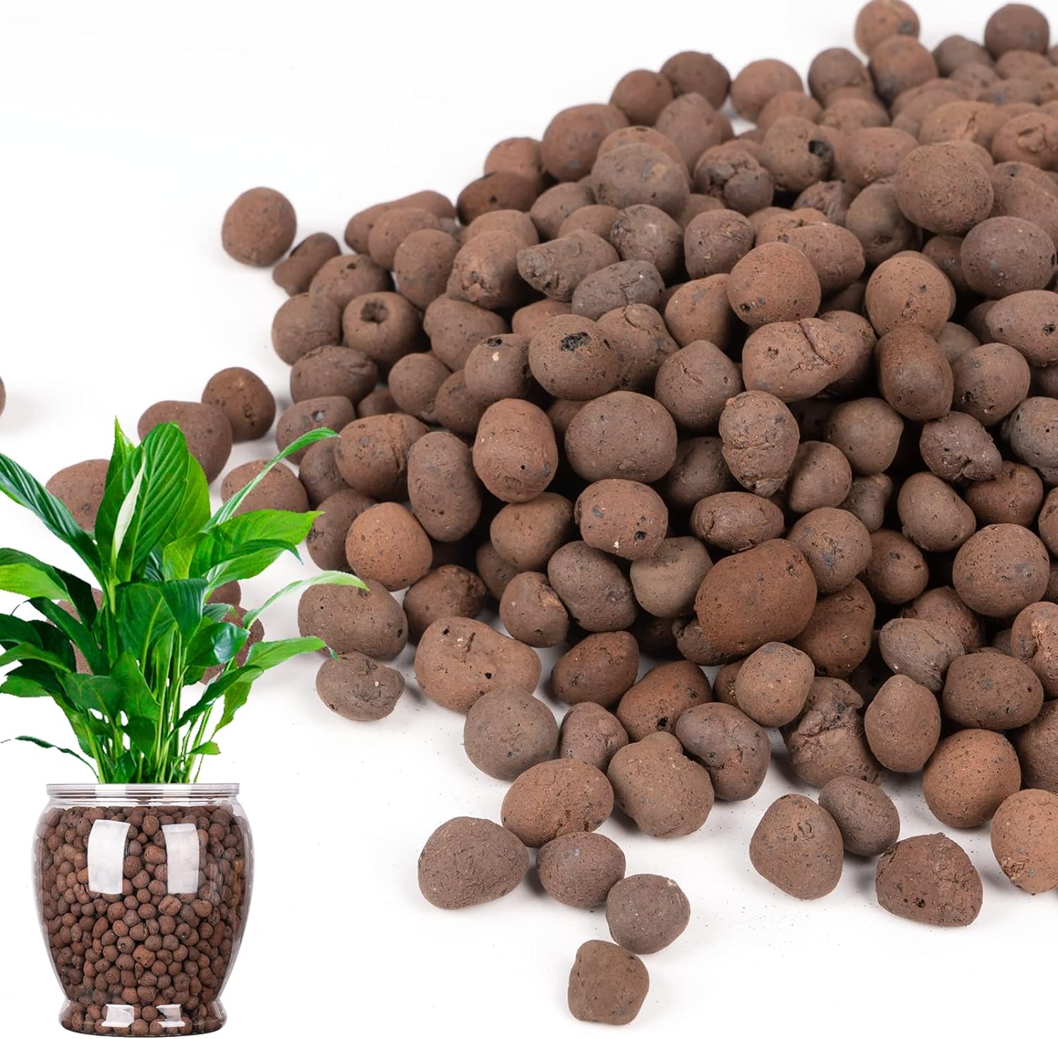 GASPRO 2.5lb LECA Expanded Clay Pebbles for Plants, Hydroponics, Aquaponics, 100% Natural Leca Balls for Soil Root Development, Orchid Potting Mix, Drainage and Reusable, 4-16mm