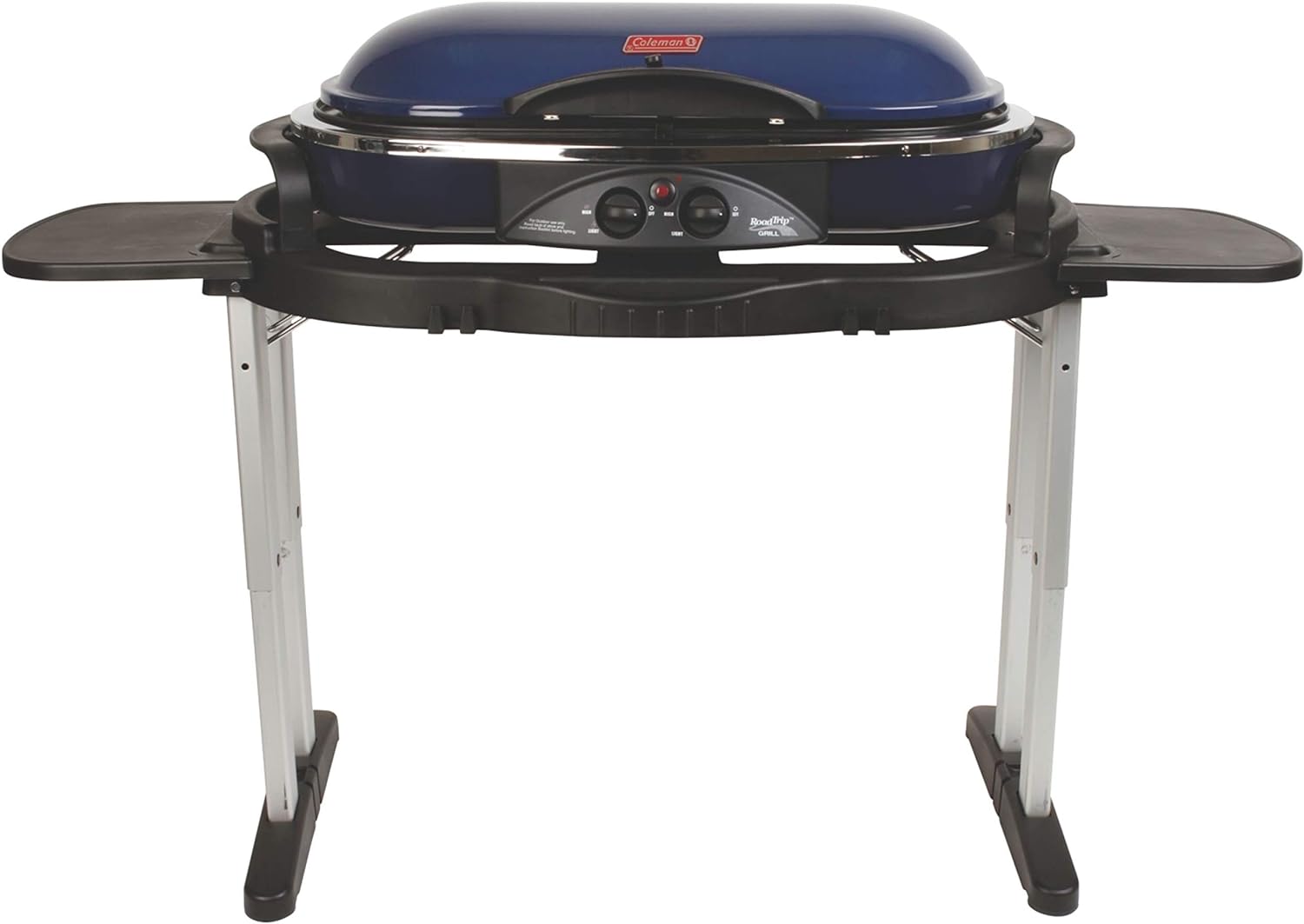 Coleman RoadTrip LX Collapsible Propane Grill with 2 Adjustable Burners, Side Tables, & Push-Button Ignition, 20,000 BTUs of Power for Camping, Tailgating, Grilling, & More