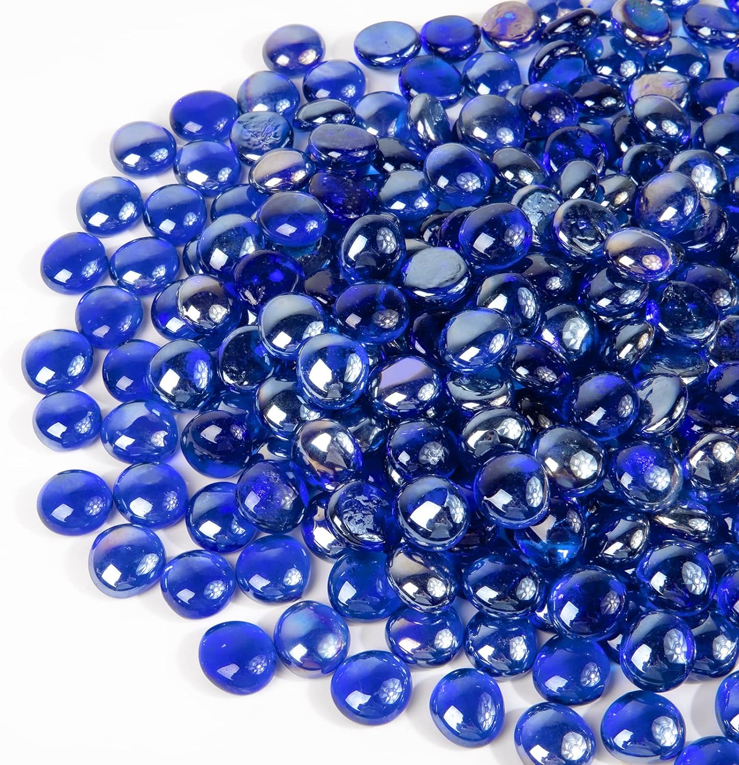 GASPRO 20LB Fire Glass Beads for Propane Fire Pit, Fireplace, Flat Glass Marbles for Vase, Aquarium, Garden, 3/4 Inch Fire Pit Glass Rocks, High Luster Cobalt Blue