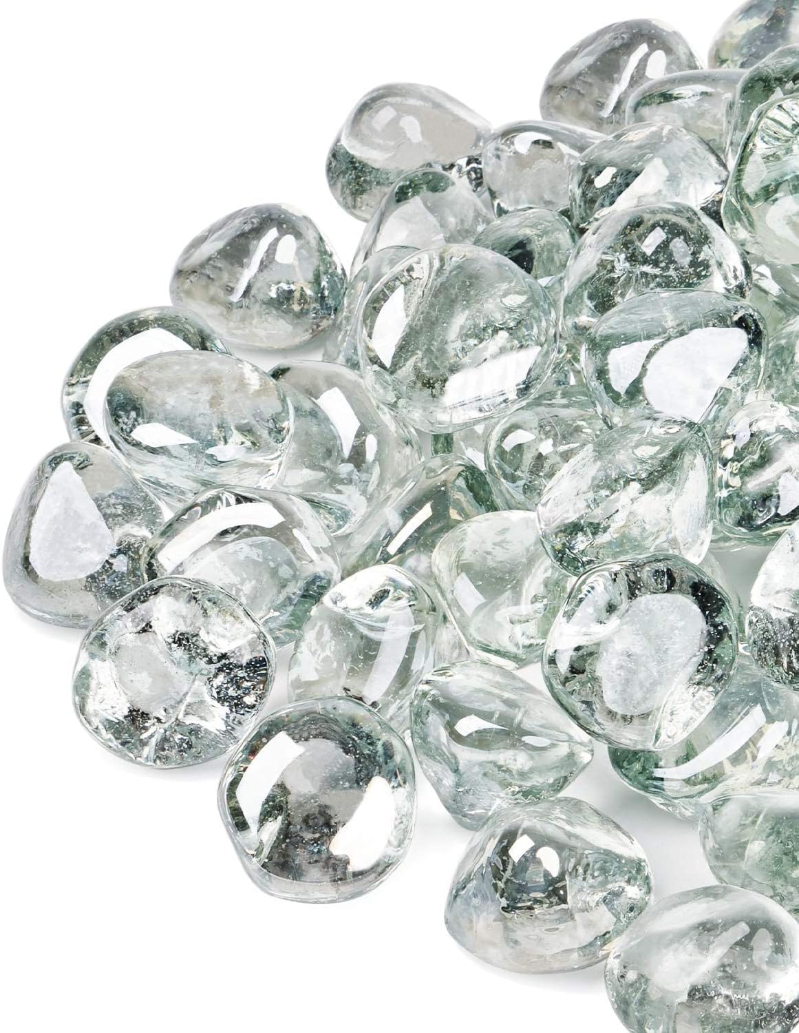 GASPRO 20 Pound Fire Glass Diamonds - 1inch Clear Fire Glass for Propane Fire Pit, Decorative Fire Pit Glass Rocks for Gas Fireplace, Crystal Luster