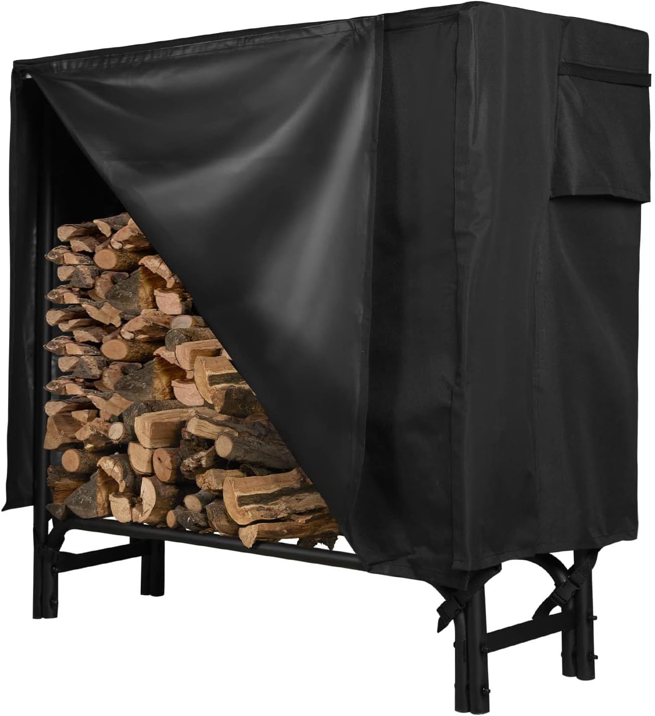 GASPRO 4FT Firewood Rack Outdoor with Cover, Includes Thickened & Widened Rungs, Heavy Duty Log Rack Wood Holder, Easy to Assemble