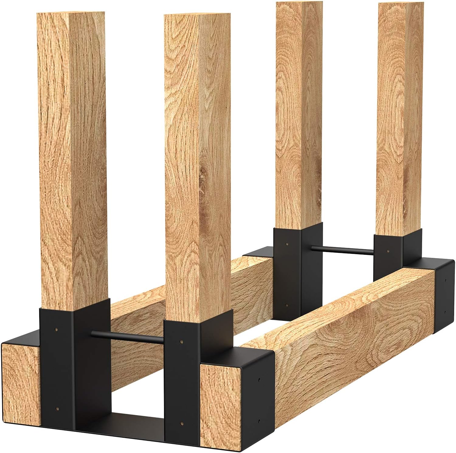 GASPRO Outdoor Firewood Rack Brackets Kit, 2x4 Adjustable Log Rack Brackets for Wood Storage, Black Steel