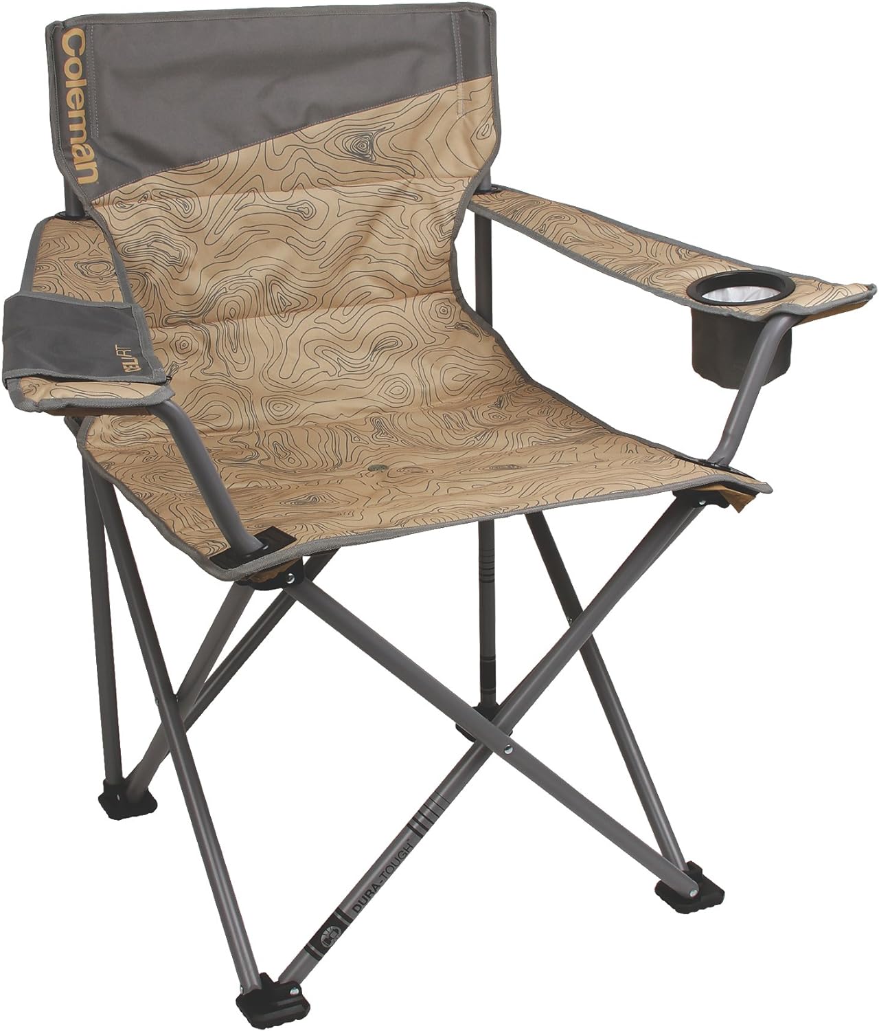 Coleman Big-N-Tall Quad Chair with Cup Holder & Side Pocket, Water-Resistant Oversized Camping Chair Supports up to 600lbs, Great for Tailgating, Camping & Outdoor Use, Carry Bag Included