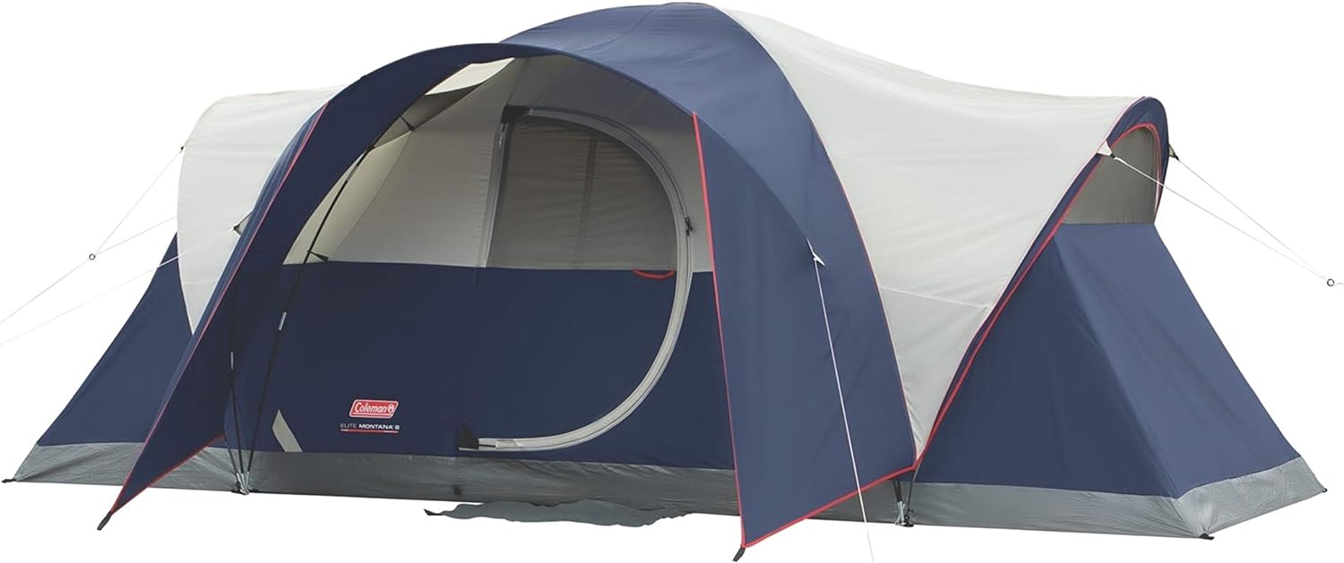 Coleman Elite Montana Camping Tent with LED Lights, Weatherproof 8-Person Family Tent with Included Carry Bag, Rainfly, Air Vent, and LED Lights with 3 Settings