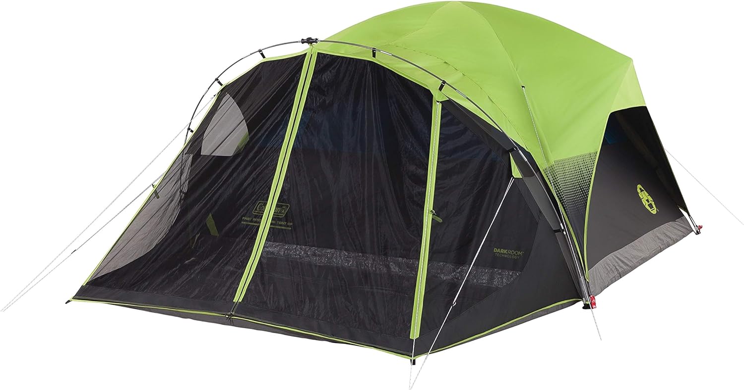 Coleman Carlsbad Dark Room Camping Tent with Screened Porch, 4/6 Person Tent Blocks 90% of Sunlight and Keeps Inside Cool, Weatherproof Tent with Easy Setup and Screened-In Porch