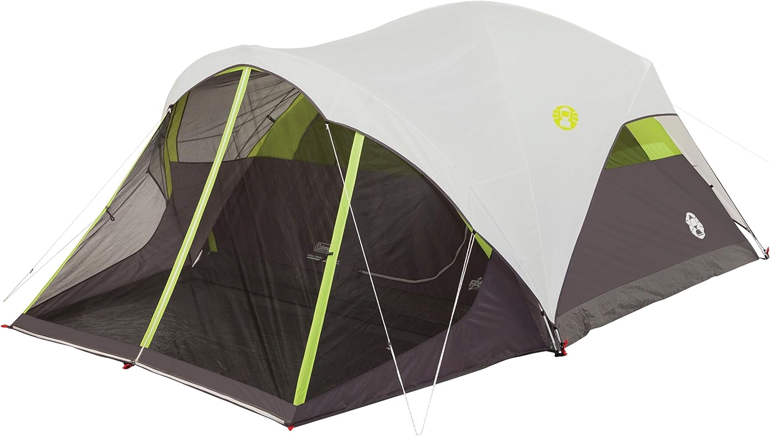 Coleman Steel Creek Fast Pitch Dome Camping Tent with Screened Porch, 6-Person Tent Includes Pre-Attached Poles, Integrated Rainfly, and Screened-In Porch, Sets Up in 7 Minutes