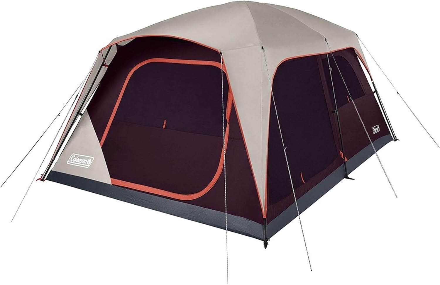 Coleman Skylodge Camping Tent, 8/10/12 Person Weatherproof Family Tent with Convertible Screen Room, Color-Coded Poles, Room Divider, Rainfly, and Storage Pockets, Fits Multiple Queen-Sized Airbeds