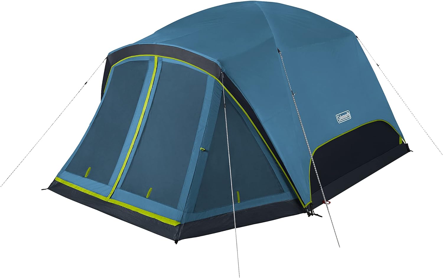 Coleman Skydome Camping Tent with Dark Room Technology and Screened Porch, Weatherproof 4/6 Person Tent Blocks 90% of Sunlight, Sets Up in 5 Minutes, and Includes Extra Storage/Sleeping Place