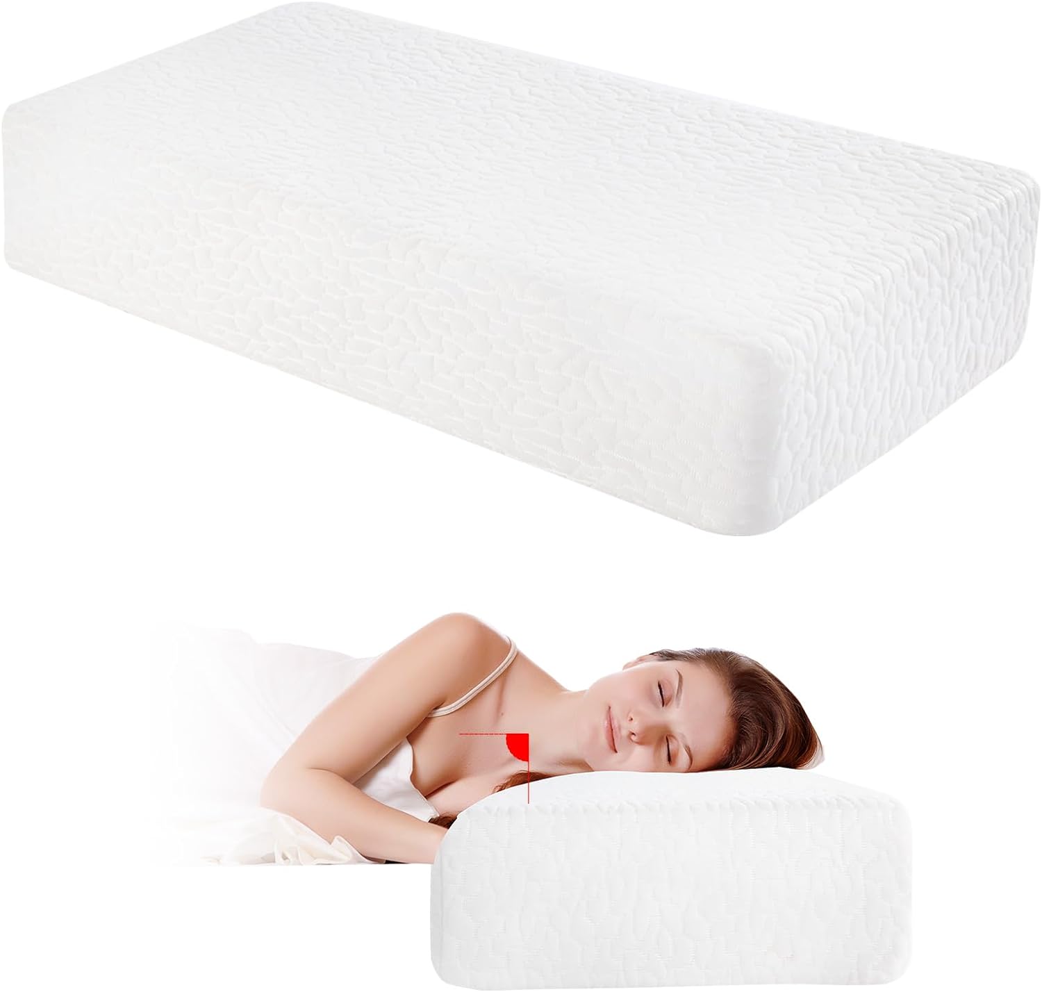 HOMBYS Cube Pillow for Side Sleepers, Latex Pillow for Sleeping Support Neck and Shoulder for Pain Relief, Rectangle Bed Pillow for Sleeping with 100% Breathable Cover (24x12x4.6, White)