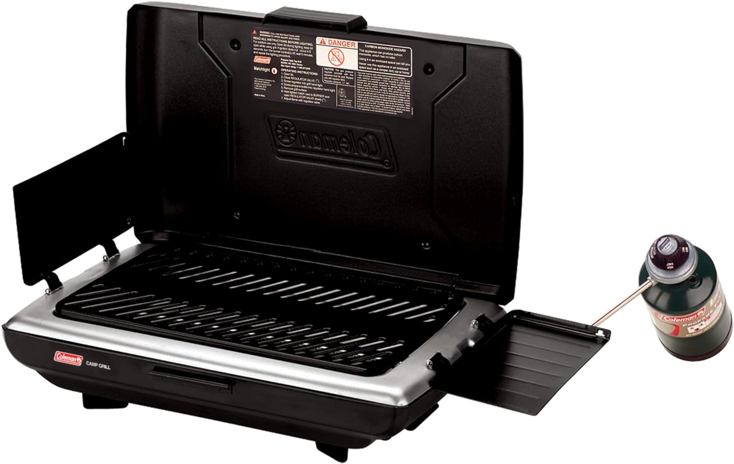 Coleman Propane Camping Grill, Portable Camp Grill with Wind Guards, Pressure Control, Adjustable Power, & Drip Tray; 11,000 BTUs of Cooking Power for Camping, Tailgating, Grilling, & More