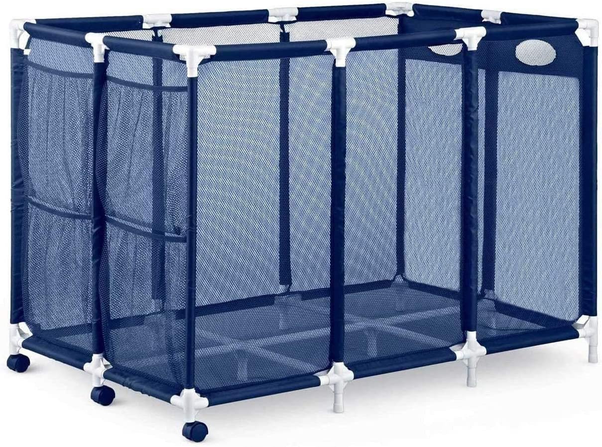 Modern Blue Pool Storage Bin - XX-Large | Nylon Mesh Basket Organizer For Your Goggles, Beach Balls, Floats, Swim Toys & Accessories | Air Dry Items Quickly & Easily Roll To Your Home Garage or Shed