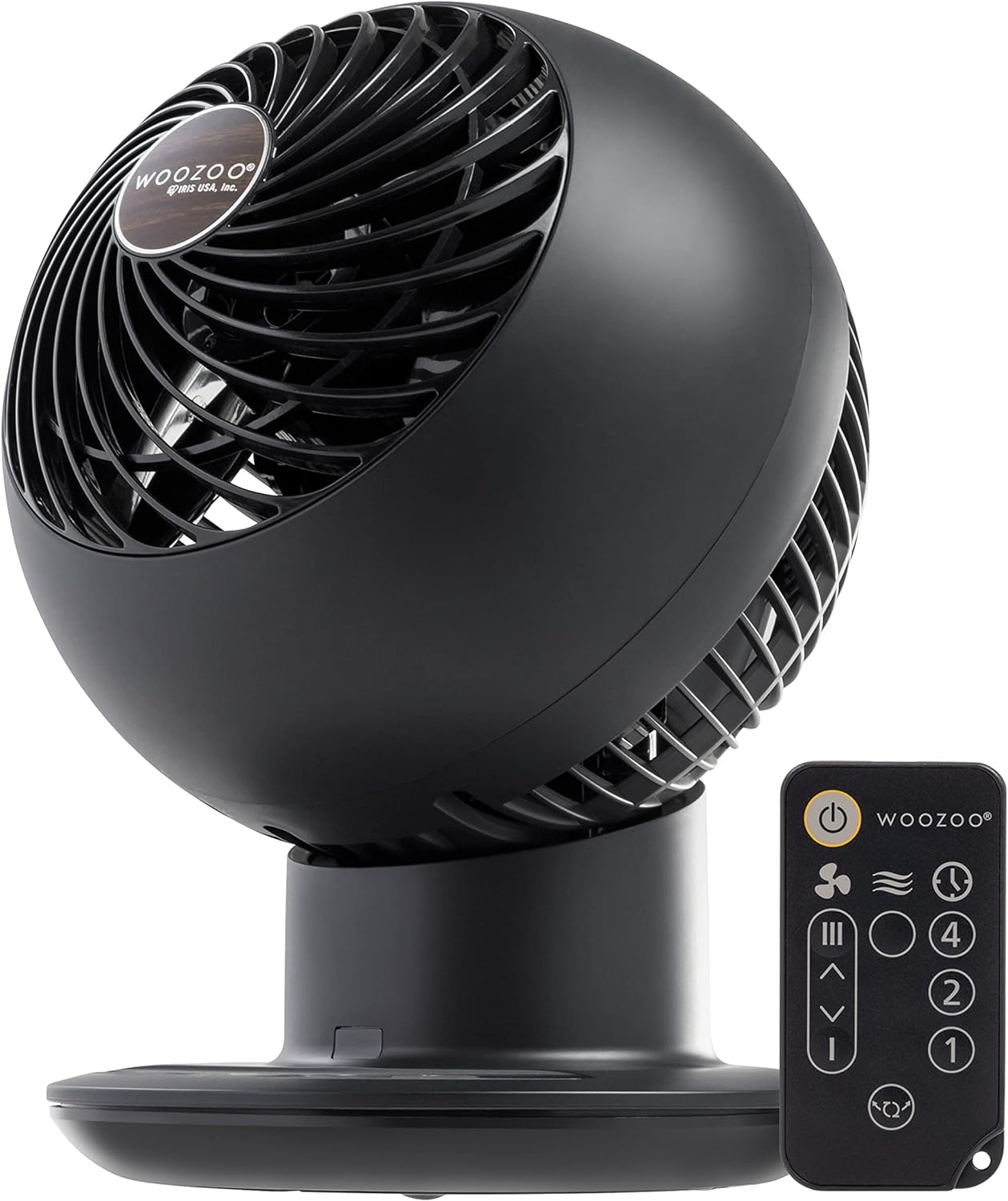 IRIS USA WOOZOO Compact Personal Oscillating Circulator Fan with Remote, Matte Black PCF-SC15