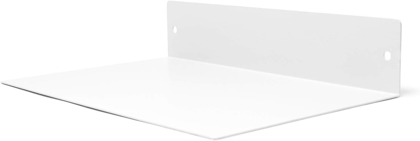 Buhbo Floating Shelf Wall Mounted (8 inch x 12 inch) Heavy Duty Industrial Modern Steel, White