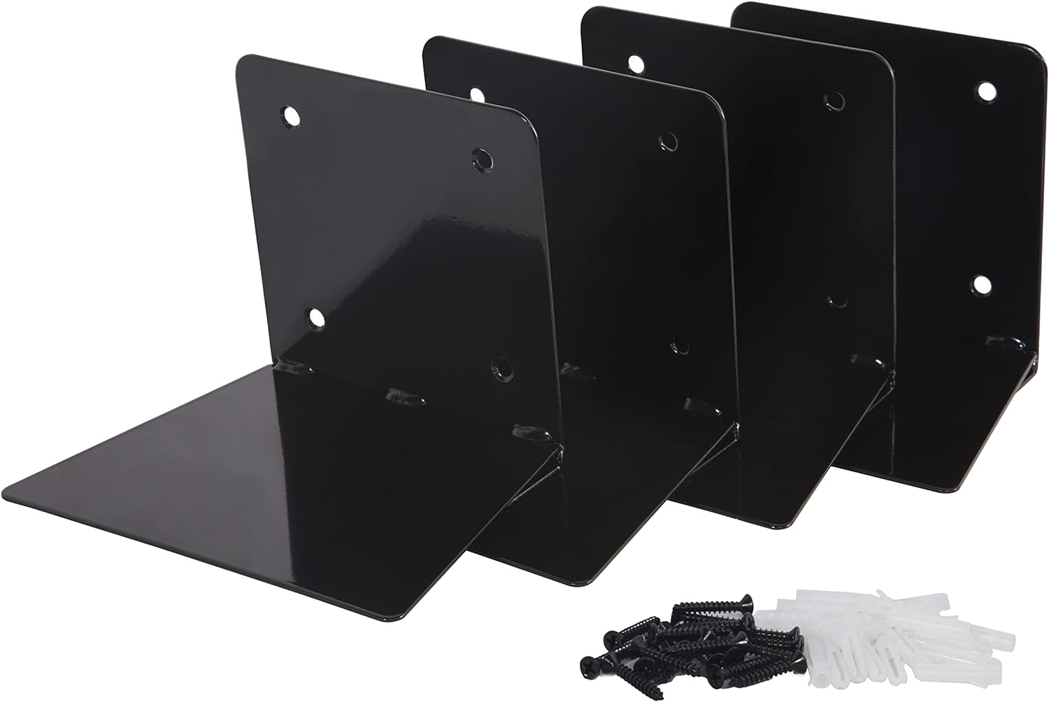 STORAGE MANIAC Invisible Floating Bookshelves Wall Mounted, Heavy-Duty Book Organizers, Iron Wall Mounted Shelves for Bedroom, Black 4-Pack Large