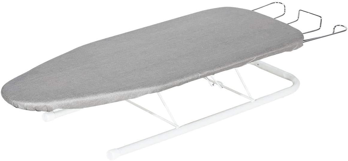 STORAGE MANIAC Tabletop Ironing Board with Iron Rest, All-Iron Frame & Silver Metallic Cover for Faster Ironing - Silver Grey