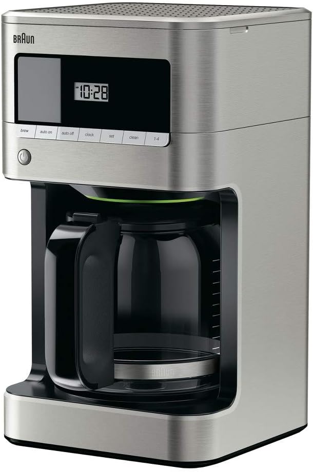 Braun KF7070 BrewSense Drip Glass Coffeemaker, 12 Cup, Stainless Steel