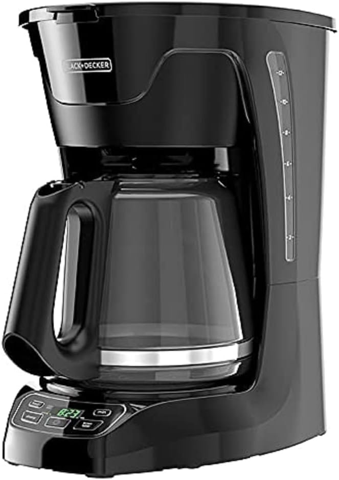 BLACK DECKER CM1110B Programable 12-Cup Coffee Maker, Easy Pour, Non-Drip Carafe with Removable Filter Basket, Black