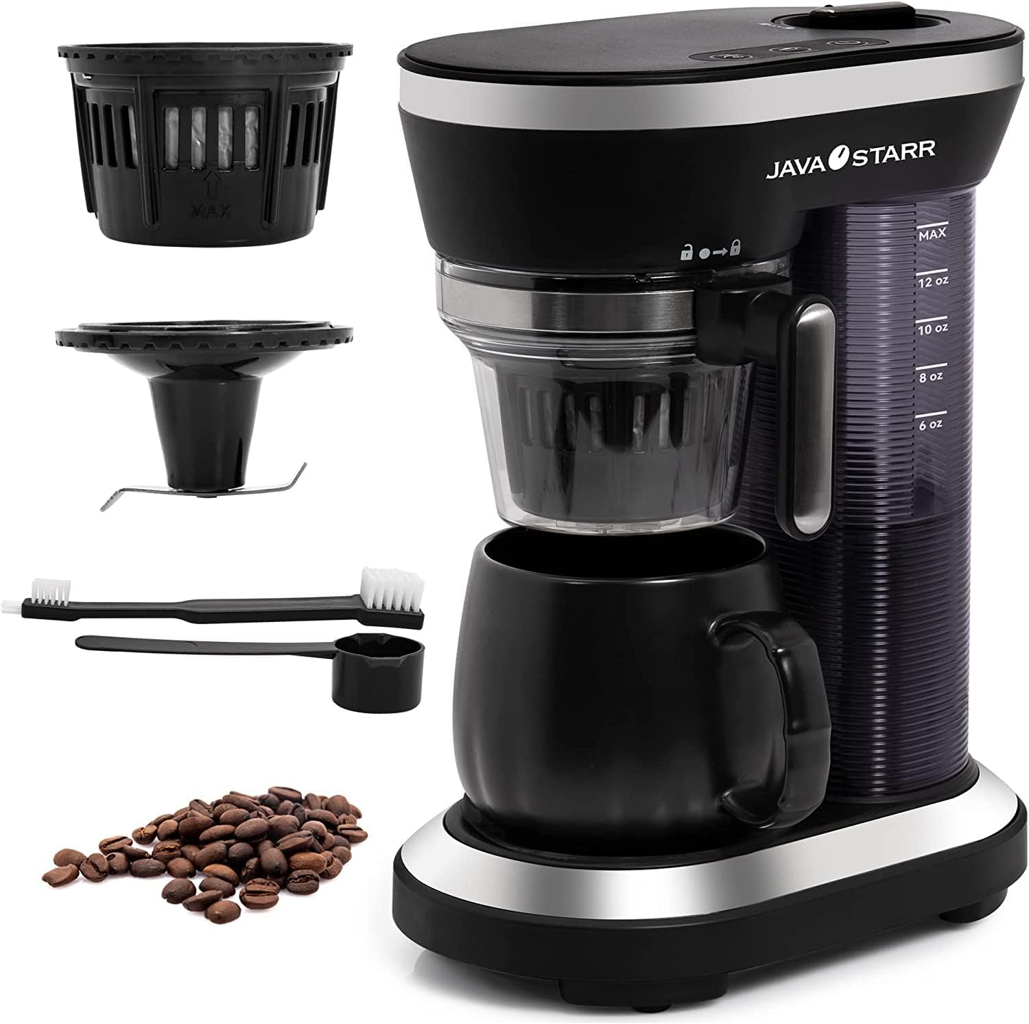 JAVASTARR Coffee Maker with Grinder Built in, Coffee Grinder and Maker All in One, Bean to Cup Grind and Brew Coffee Maker, Capacity 12-15 Oz Steam Pressure Technology Grinding Coffee Makers