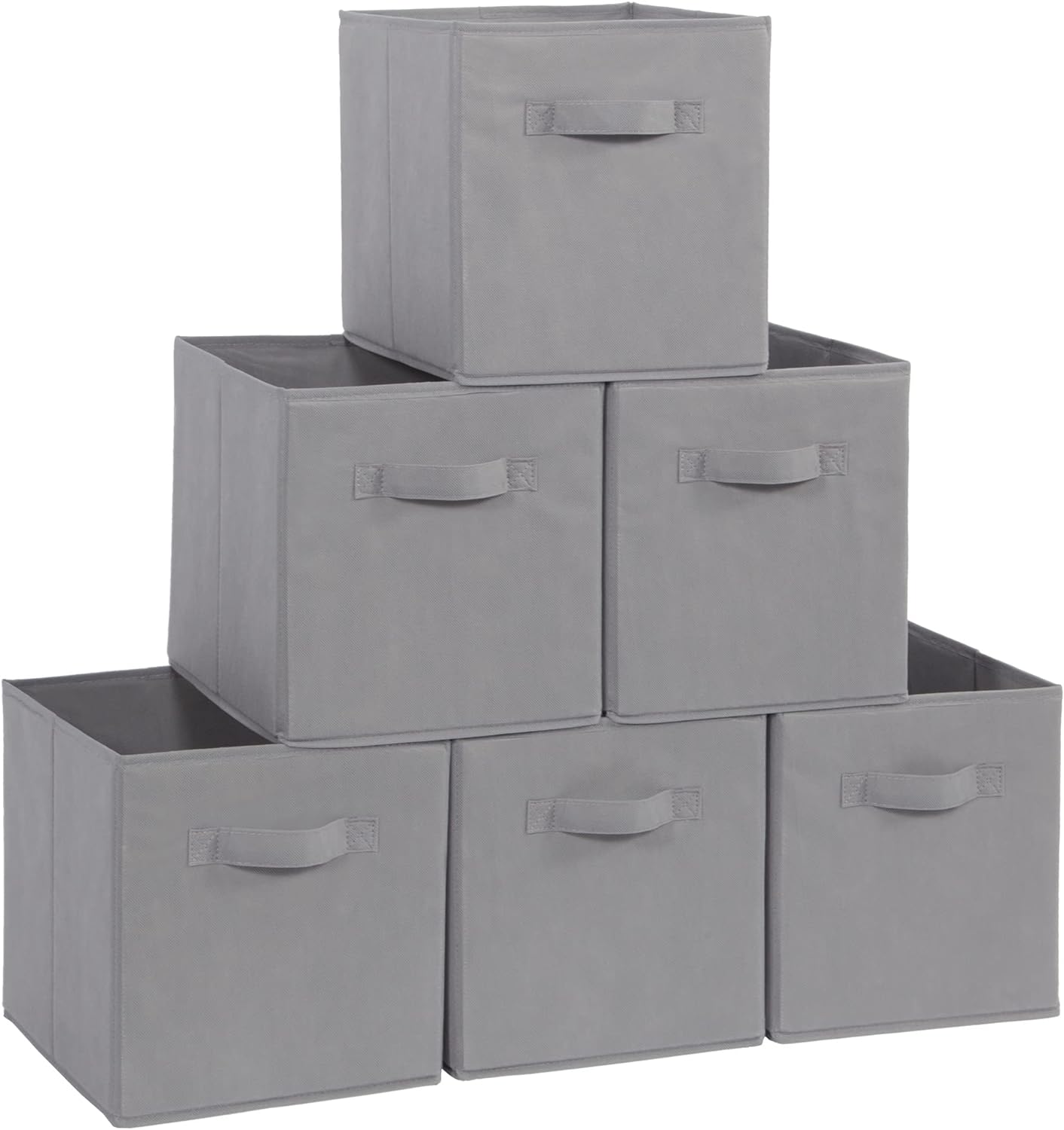 STORAGE MANIAC Storage Cubes, 11 Inch Collapsible Storage Bins with Handles, 6 Pack Fabric Foldable Bins for Organization, Durable Storage Bins for Closet, Shelves, Offices, Toys, Grey