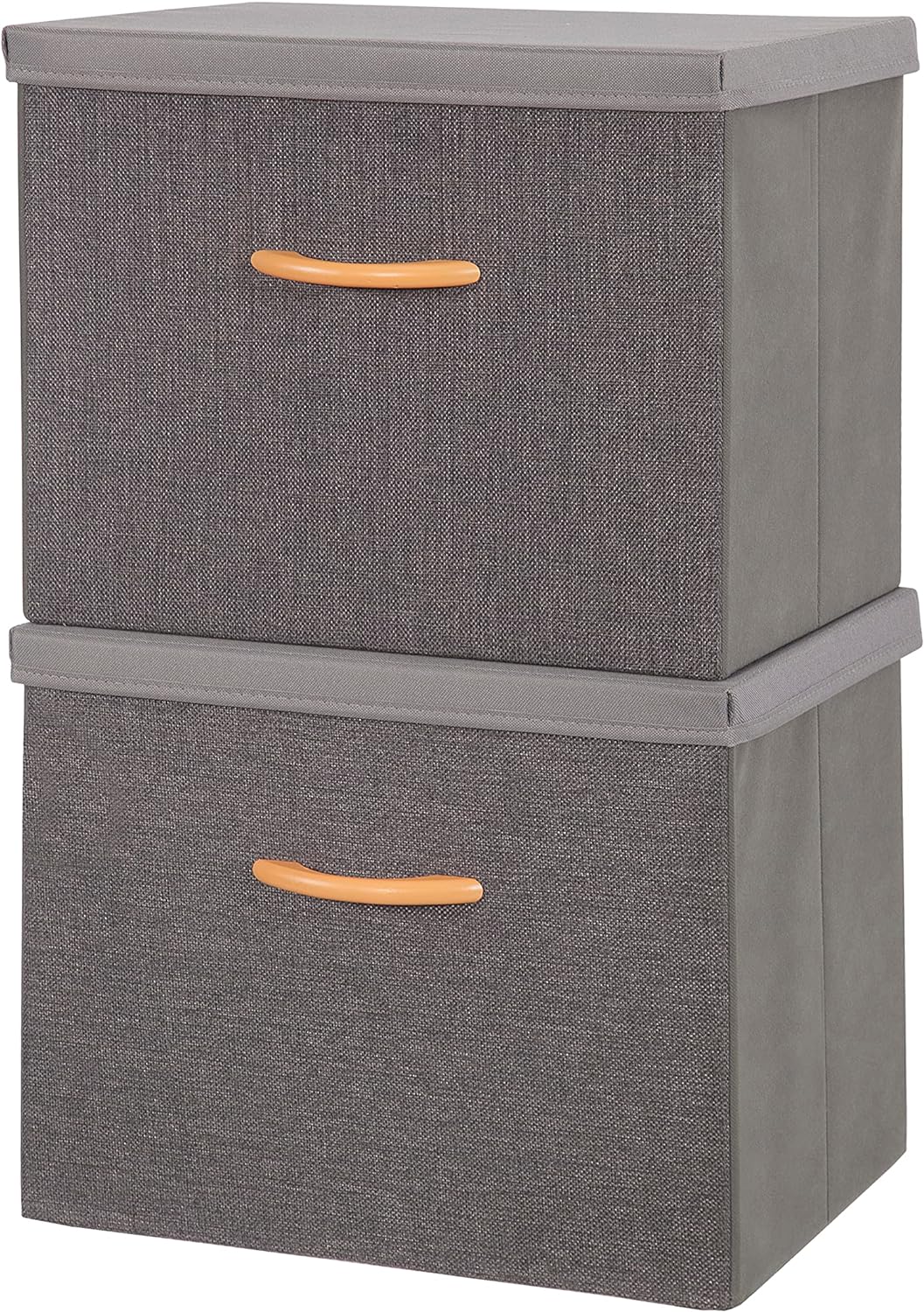 STORAGE MANIAC Shelf Baskets with Handle & Lid, Storage Bins, Foldable Storage Baskets, Fabric Clothes Storage Boxes for Organizing Closet Shelf Nursery Toy 15.75 W x 11.8 D x 12.2 H, Grey 2-Pack