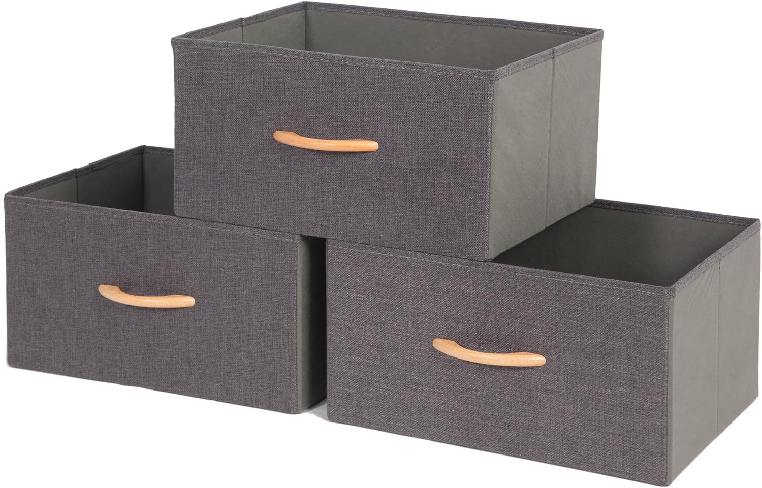 STORAGE MANIAC Storage Bins Extra Large, Foldable Storage Baskets with Handle, Fabric Clothes Storage Boxes for Shelves for Organizing Closet Shelf Nursery Toy 15.35 W x 11.4 D x 8 H, Grey 3-Pack