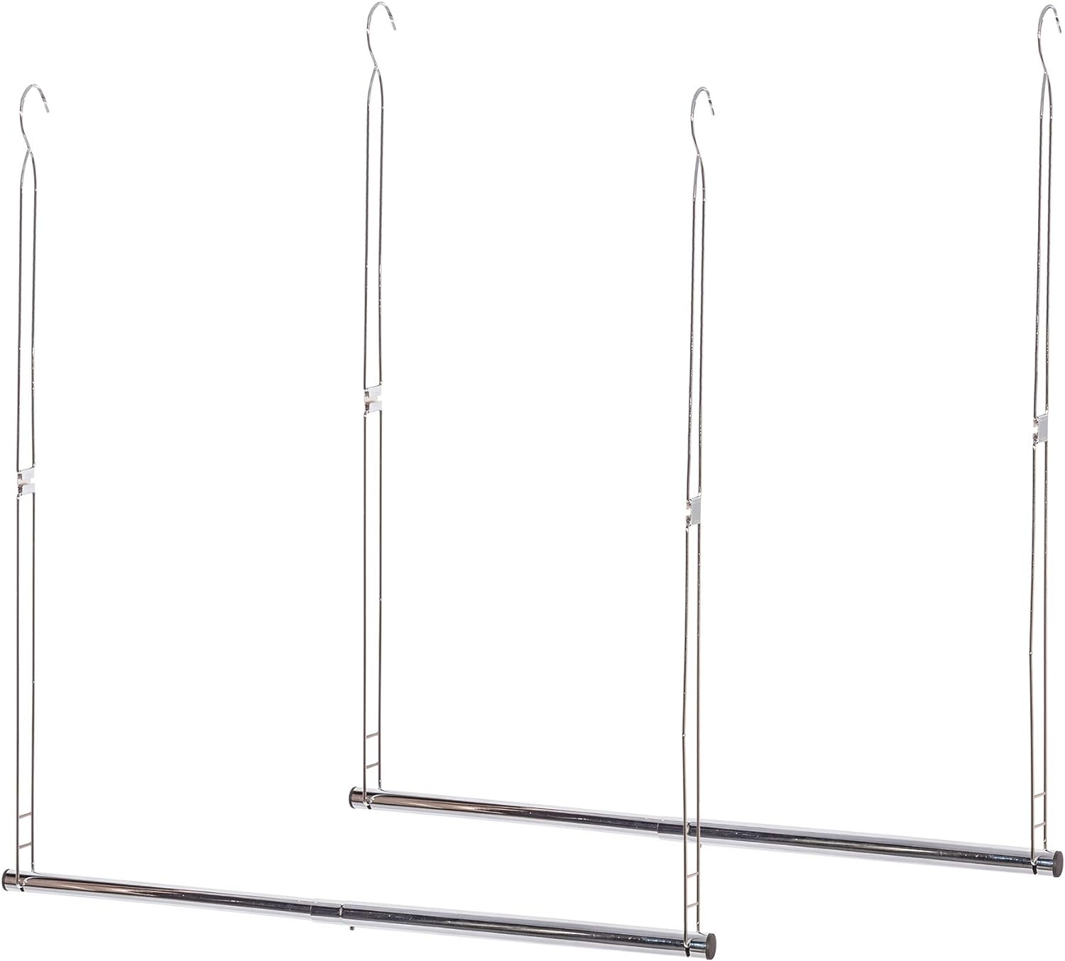 STORAGE MANIAC Hanging Closet Rod, Adjustable Width and Height Closet Hanging Organizer, Space-Saving Clothes Hanging Bar, Closet Extender Hanging Rod Double Closet Hanging Rod, 2 Pack Chrome