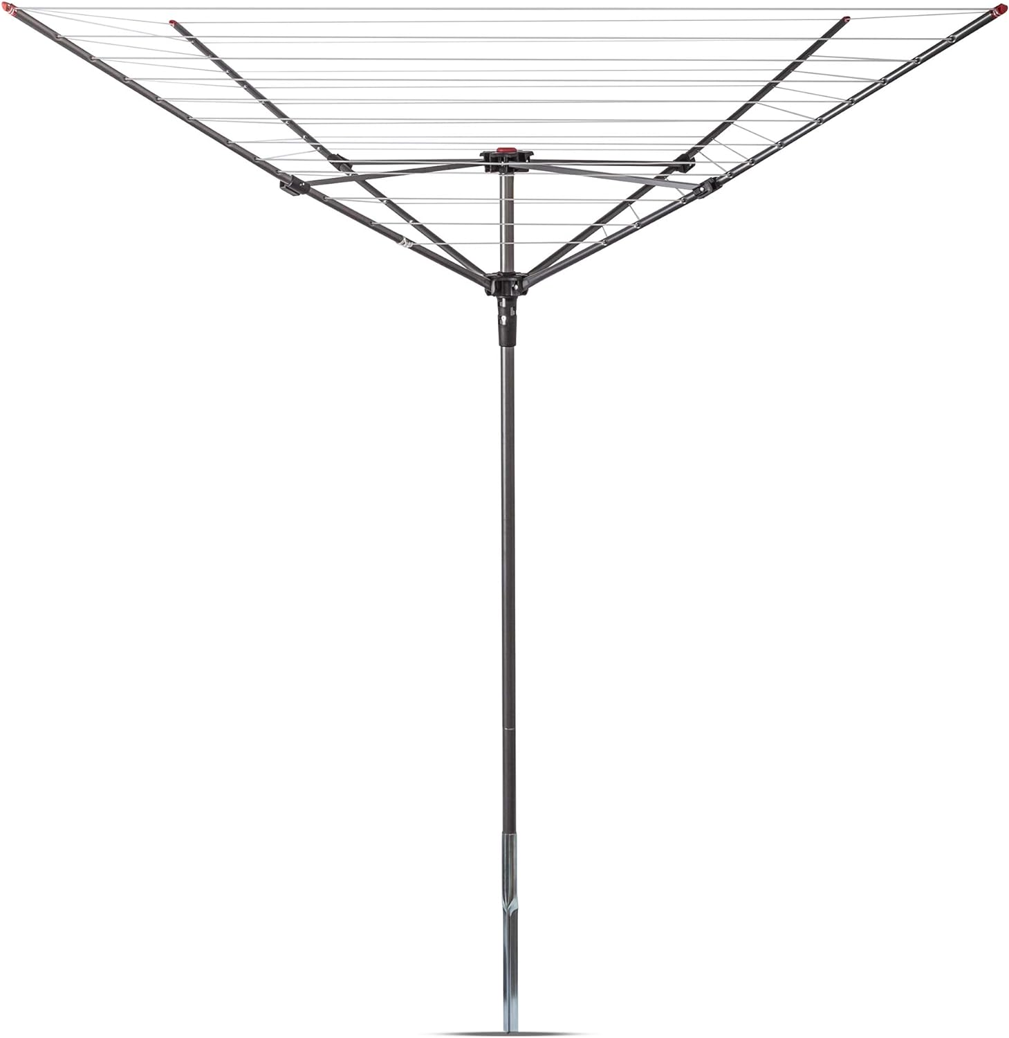 STORAGE MANIAC Outdoor Umbrella Drying Rack, 12 Lines with 164 Feet Drying Space, Steel Frame & Adjustable Height, 4-arm Umbrella Clothesline for Laundry, Collapsible Clothes Drying Rack for Backyard