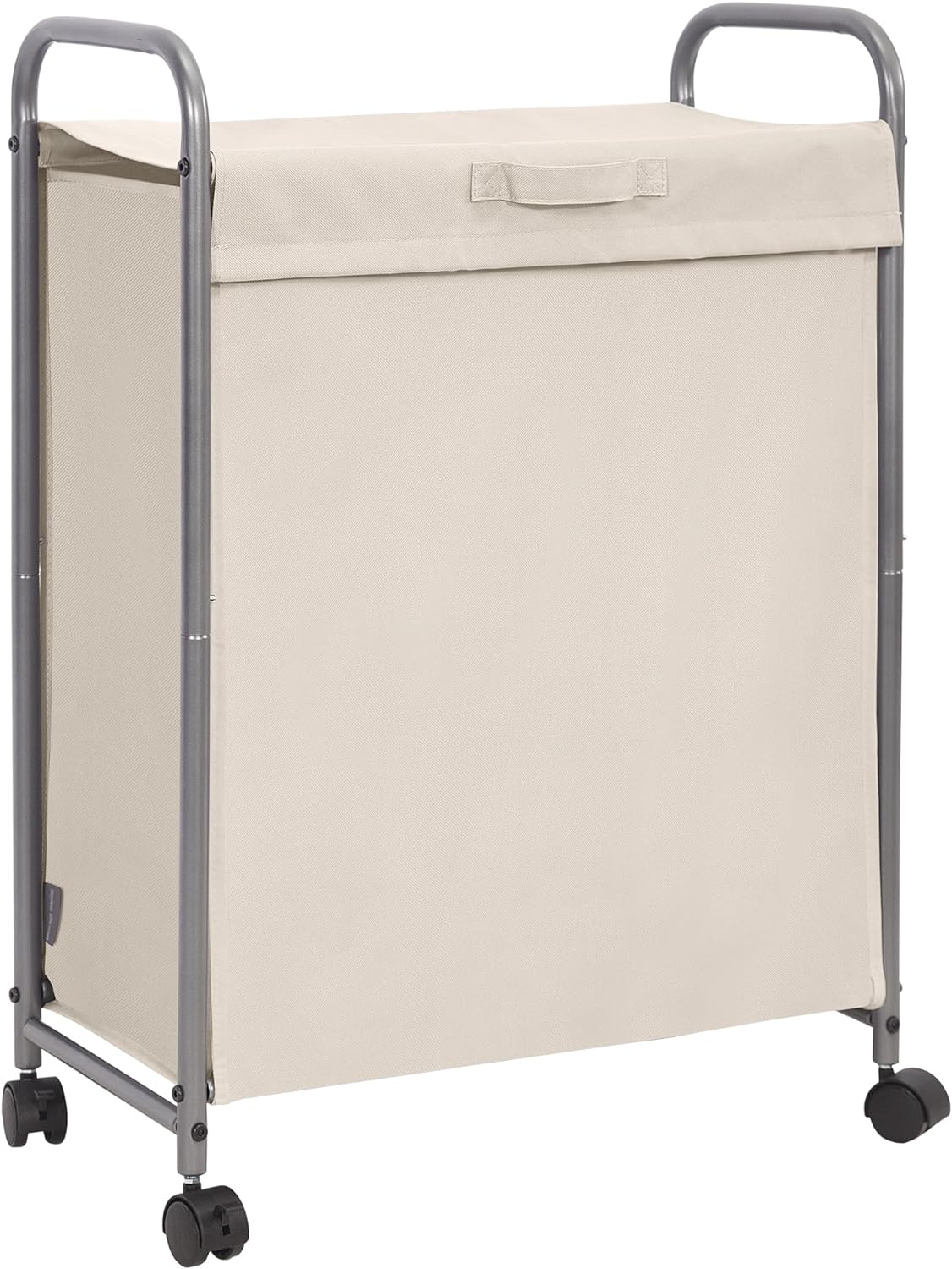 STORAGE MANIAC Slim Laundry Hamper with Lid, 85 L Laundry Sorter with Wheels, Narrow Laundry Basket Sorter, 2 Loads Dirty Clothes Hamper, Laundry Organizer, Laundry Cart with Wheels and Lid, Beige