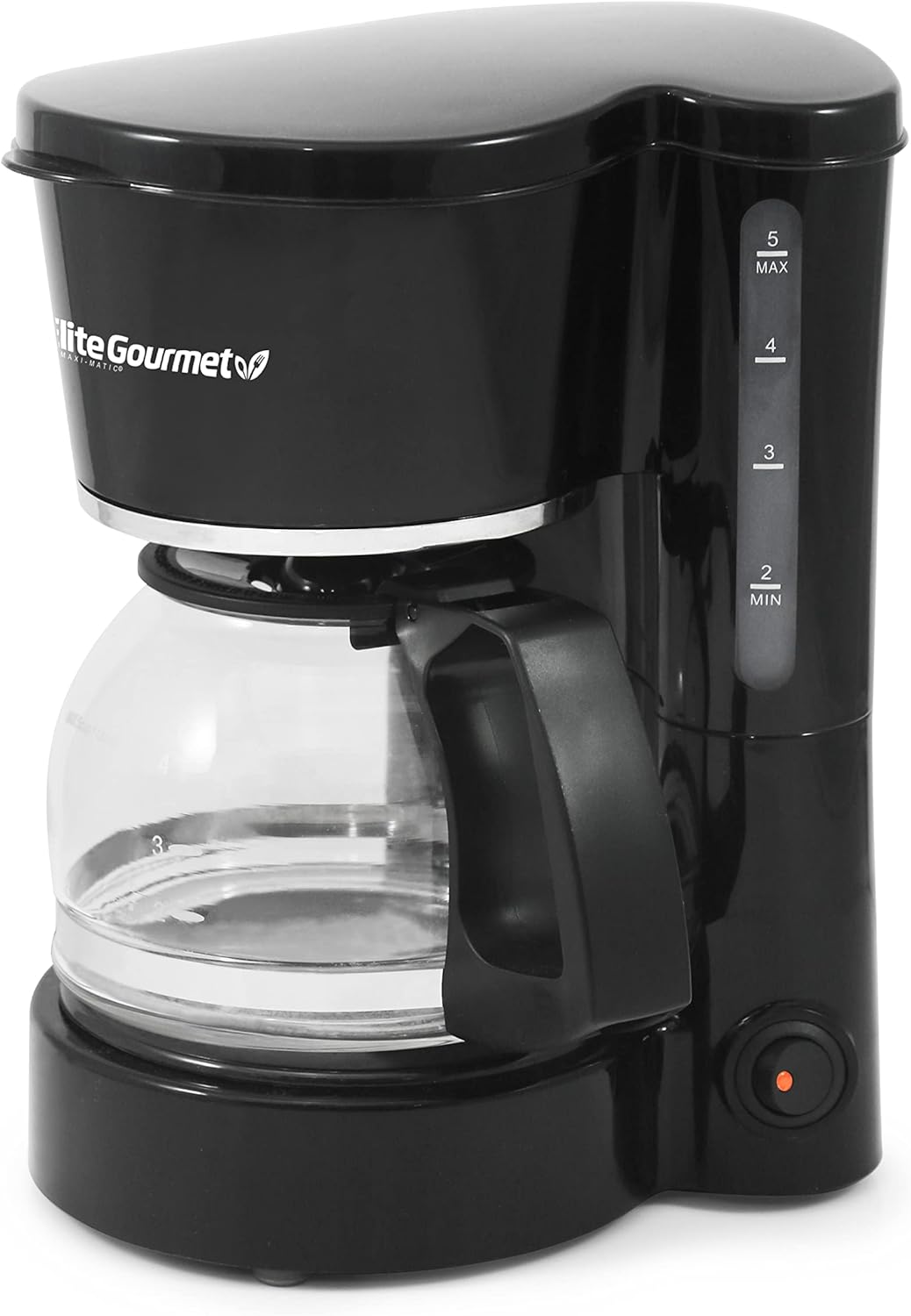 Elite Gourmet EHC-5055 Automatic Brew & Drip Coffee Maker with Pause N Serve Reusable Filter, On/Off Switch, Water Level Indicator, Black