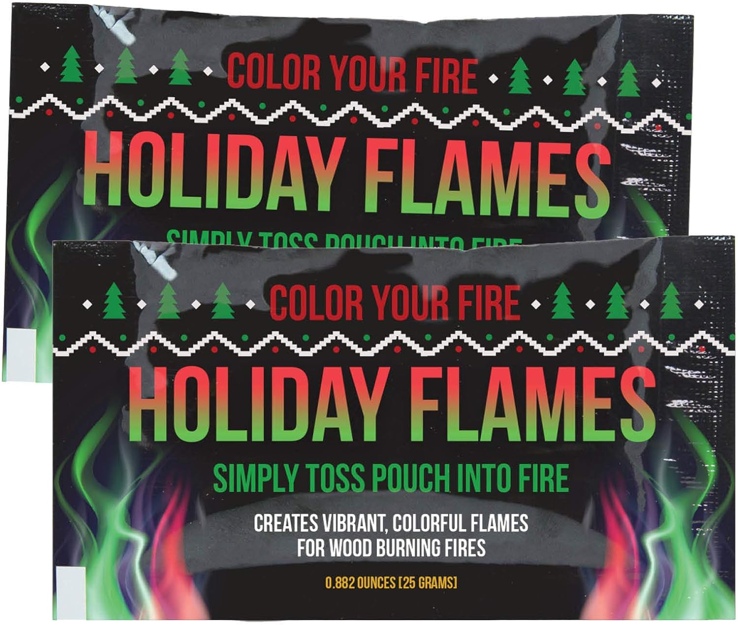 Holiday Flames (Box of 50) Creates Vibrant, Rainbow Colored Flames, Transform Any Wood Burning Fire into Neon Colored Fire - Indoor & Outdoor