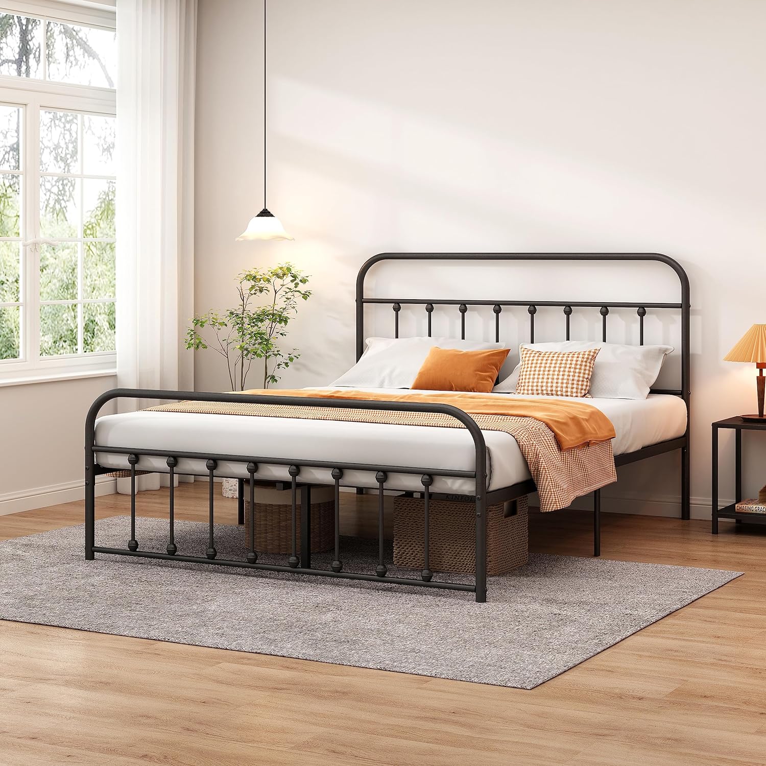 Closadin Classic Metal Platform Bed Frame with Heaboard and Footboard,Strong Steel Slats Support,No Box Spring Needed,Easy Assembly,Full Size,Black