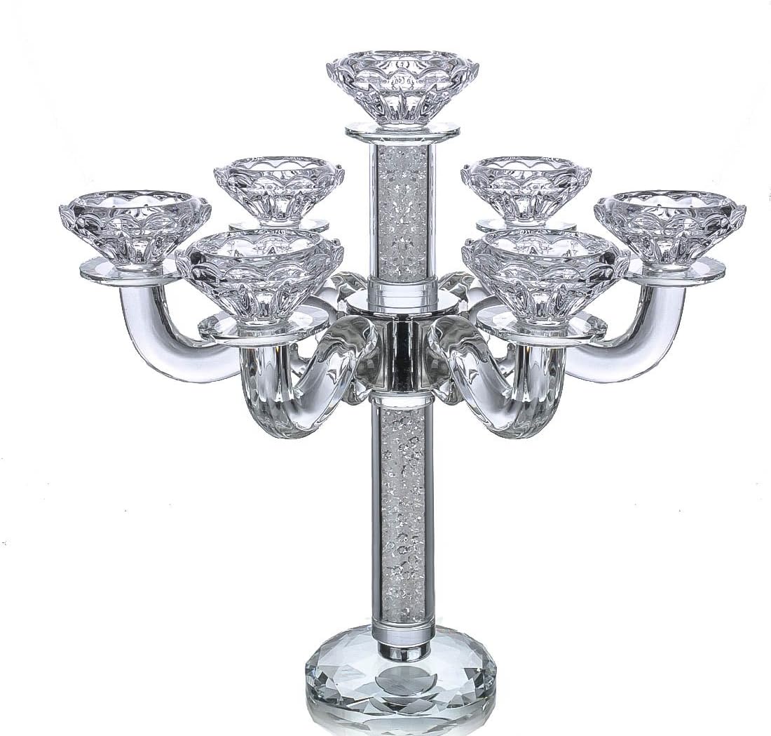 7 Light Crystal Candelabra Taper Candle Holder for Home Wedding Decor