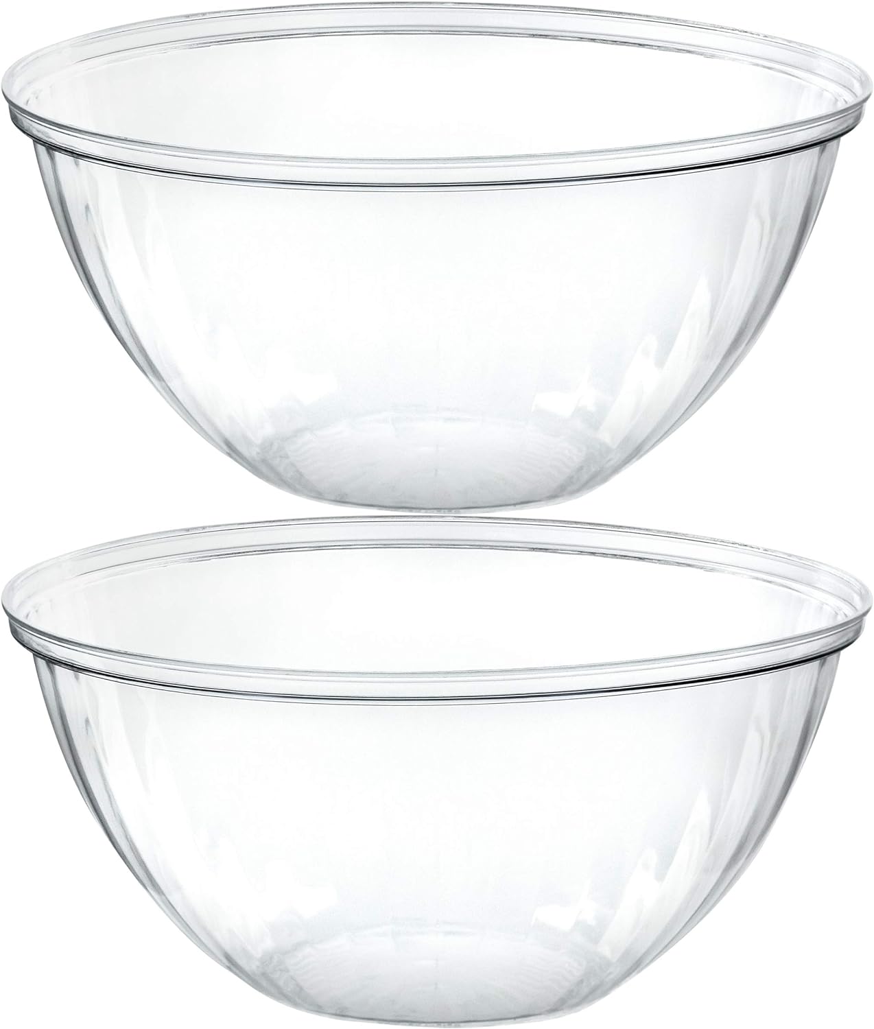 PLASTICPRO Disposable 150 Ounce Round Crystal Clear Plastic Serving Bowls for Snack or Chip ,Candy Dish, Party Salad Container Pack of 2