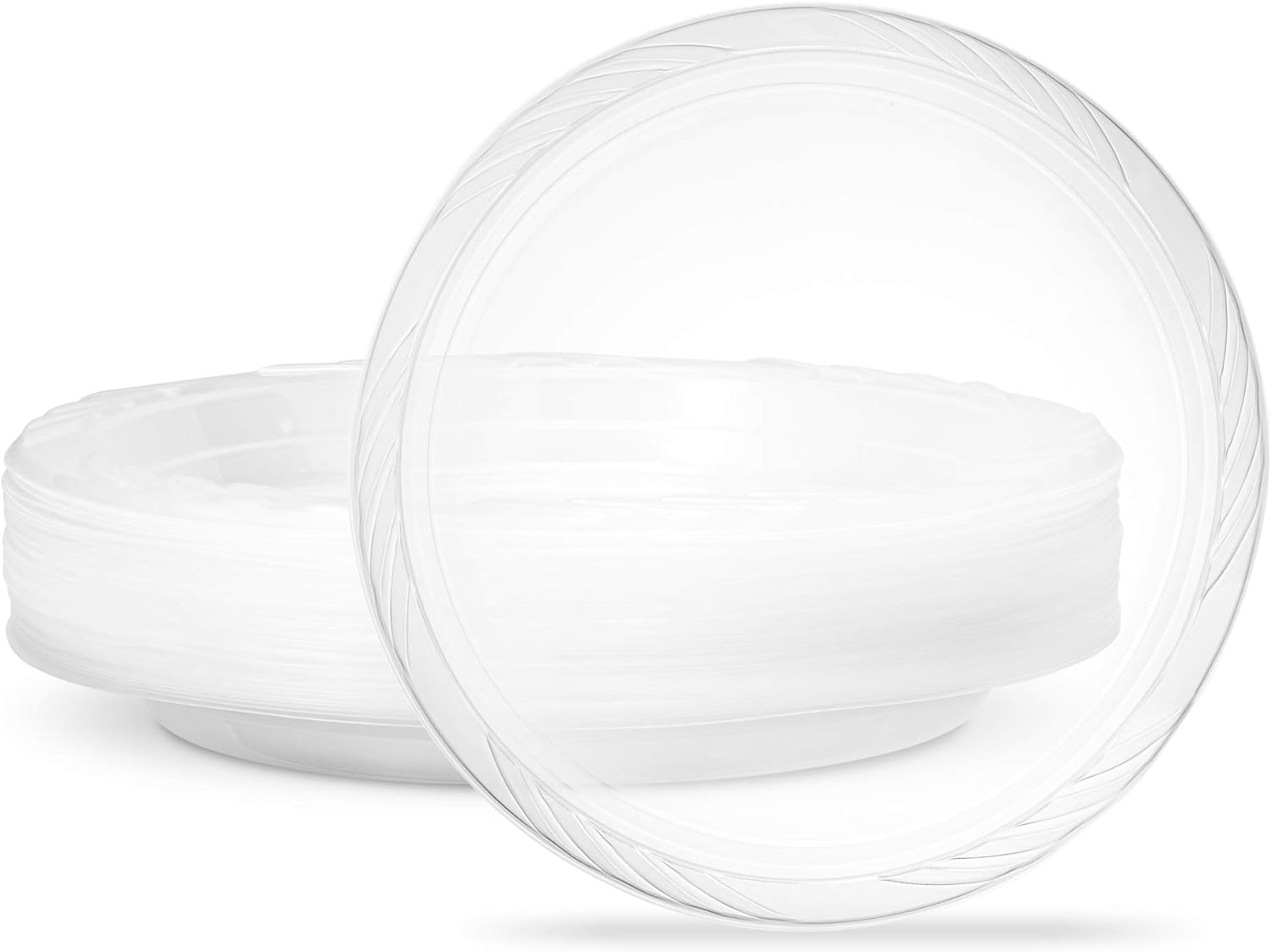 PLASTICPRO 10'' inch Premium Crystal Clear Disposable Plastic Dinnerware Party Plate Pack of 40