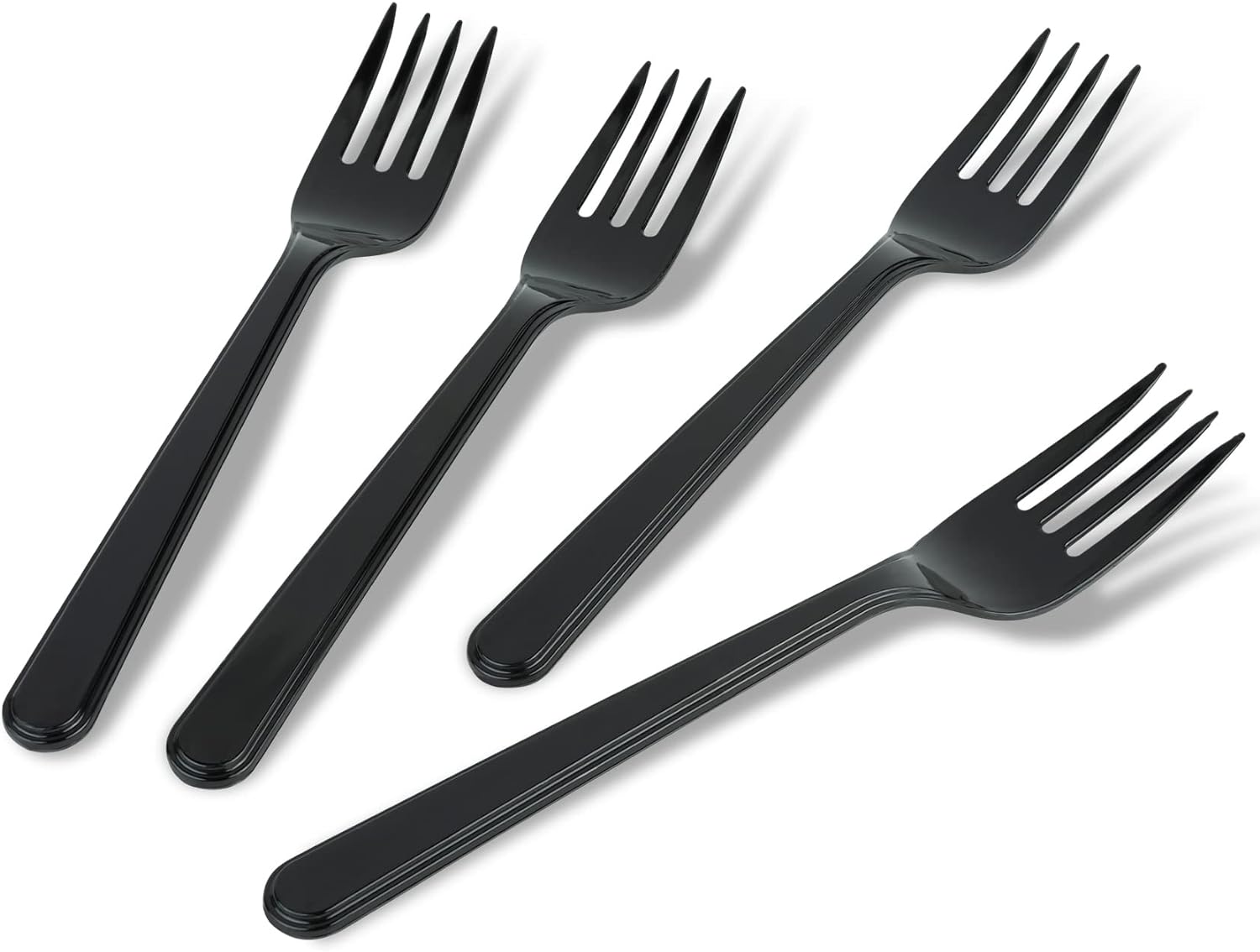 PlasticPro 300 Pack Heavy Weight Plastic Forks Black Disposable Forks Bulk Plastic Cutlery Set
