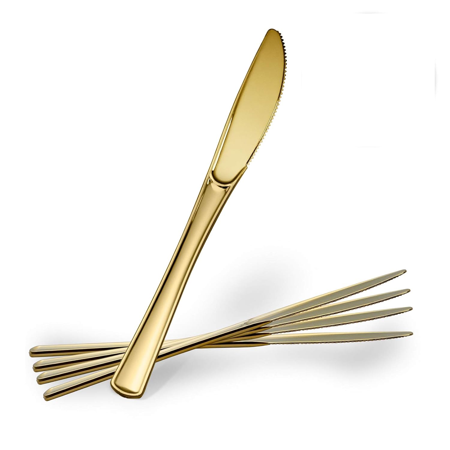 PlasticproDisposable Heavy Duty Gold Plastic Knives, Fancy Plastic Silverware Looks Like Real Gold Cutlery - Utensils Great for Catering Events, Restaurants, Parties and Weddings Pack of 40