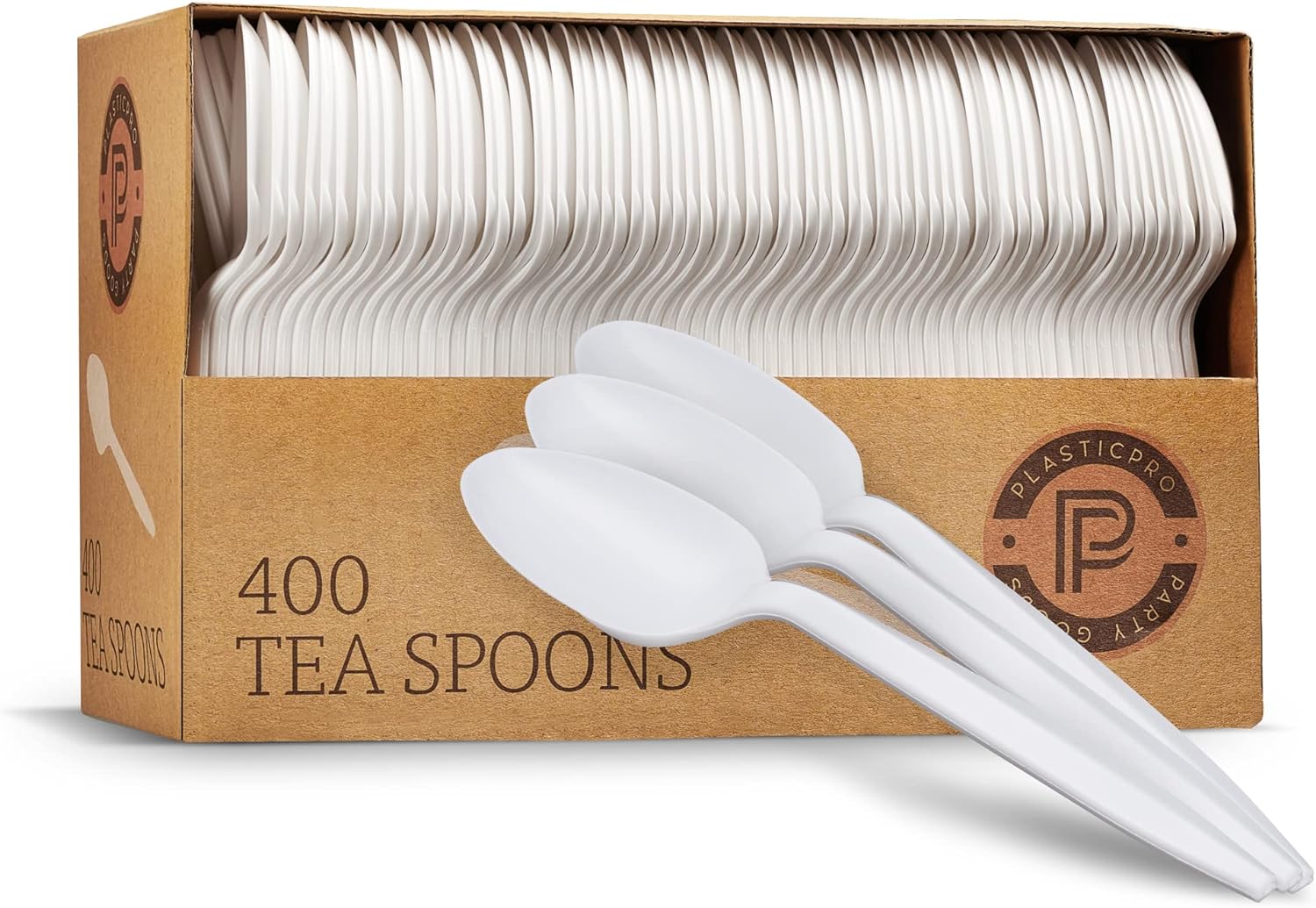 Plasticpro Cutlery 400 Mediumweight White Disposable Plastic Tea Spoons