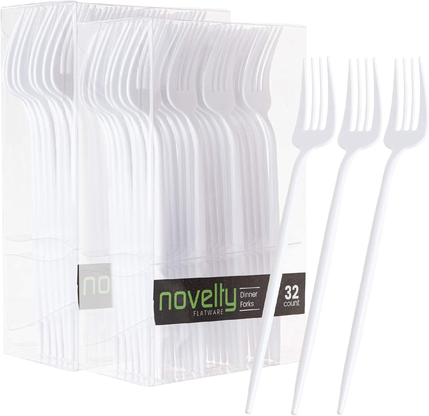 Novelty Modern Flatware, Cutlery, Disposable Plastic Dinner forks Luxury White 64 Count