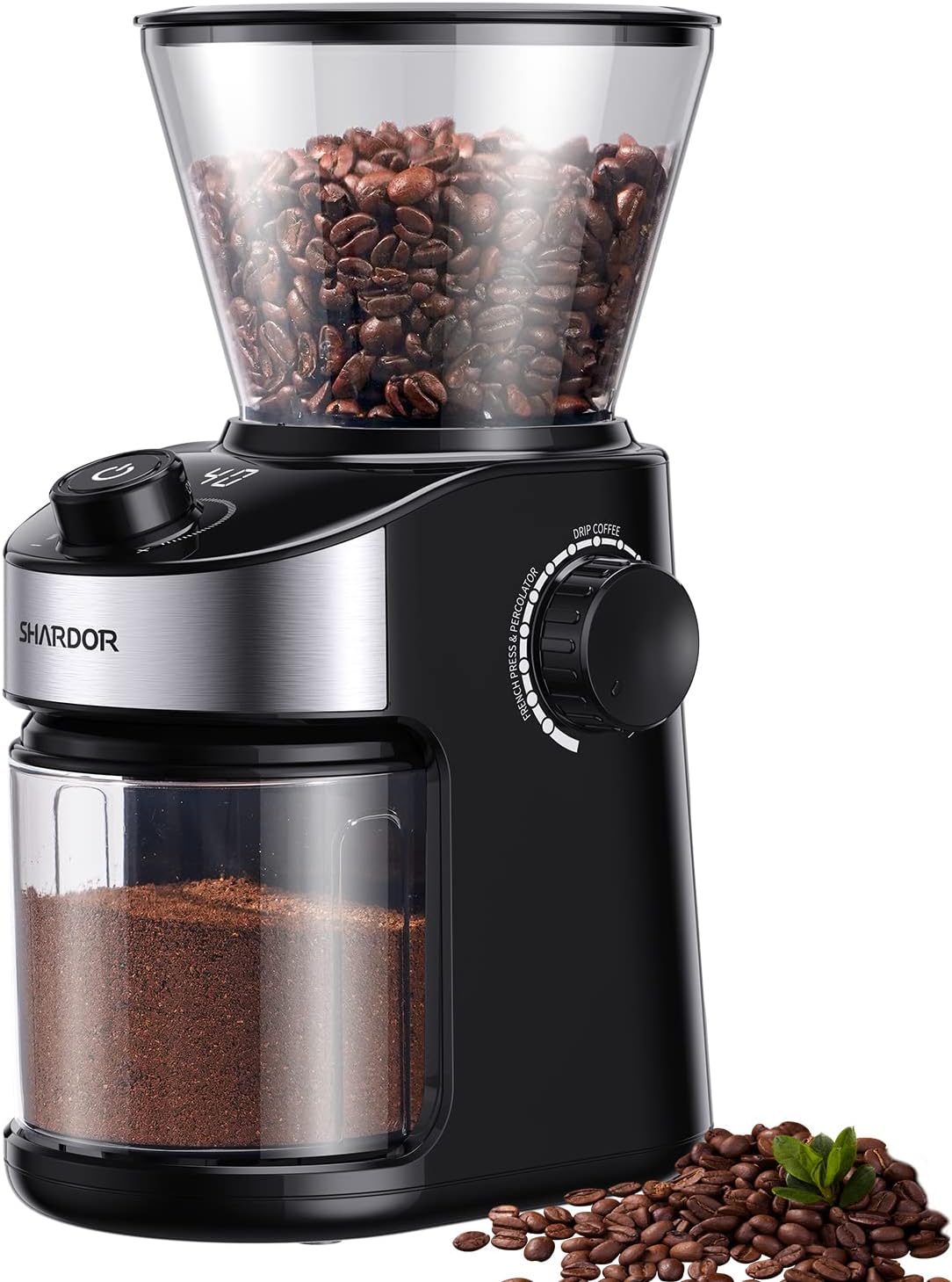 SHARDOR Coffee Grinder Burr Electric, Automatic Coffee Bean Grinder with Digital Timer Display, Adjustable Burr Mill with 25 Precise Grind Setting