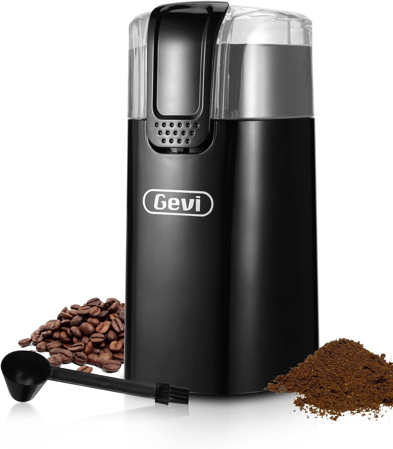 Gevi Coffee Grinder, Gevi Electric Coffee Grinder, Quiet Grinder with Staninless Steel Blade for Coffee Beans, Peanut, Beans, Spice, Nuts and More, with 2-in-1 Brush&Spoon