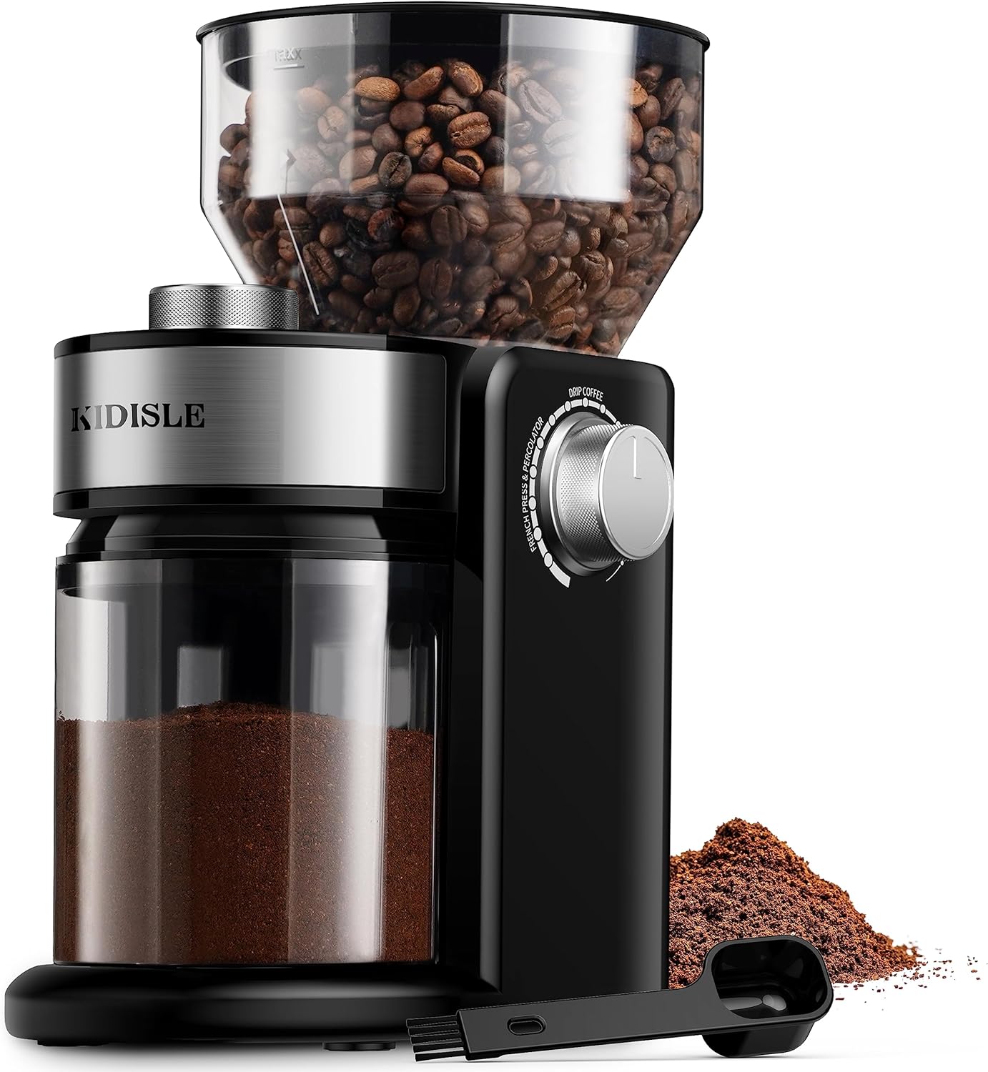 Electric Burr Coffee Grinder4.0, Automatic Flat Burr Coffee for French Press, Drip Coffee and Espresso, Adjustable Burr Mill with 16 settings, 14 Cup, Stainless Steel