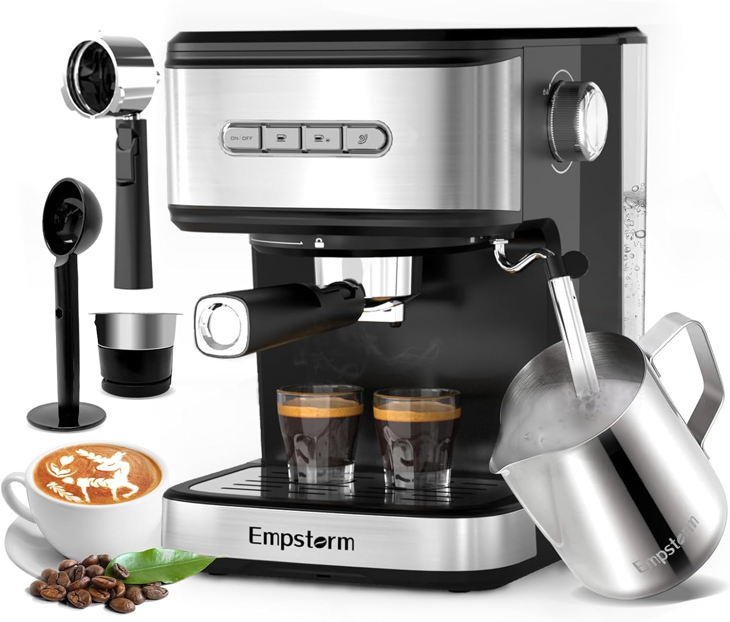 20 Bar Espresso Machine,Espresso Espresso Coffee Maker with Milk Frother Steam Wand,Semi-Automatic Espresso Machine for Home&Barista, Automatic Shut-off Function (Espresso Machine)