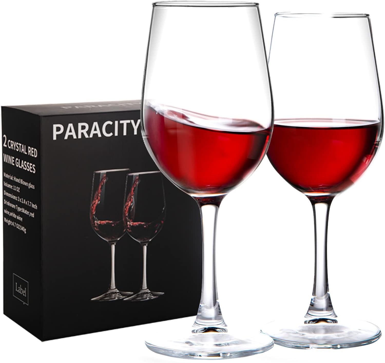 PARACITY Wine Glasses, christmas gift, Crystal Clear Glass, Long Stem Wine Glass for Red and White Wine - 10 OZ (Set of 2), Mother' Day Gift